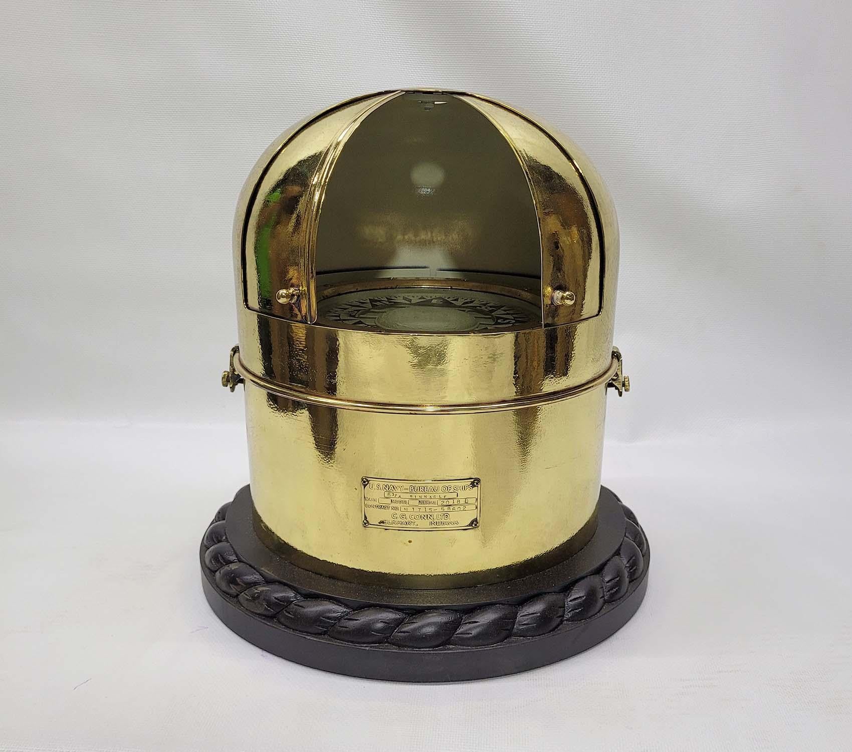 Brass US Navy Boat Binnacle In Good Condition For Sale In Norwell, MA