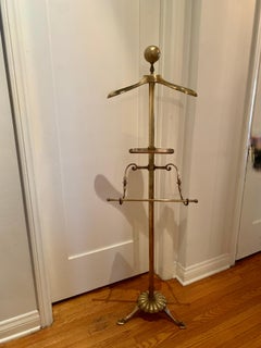 Brass Valet on Stand with Coat Accessories and Pants Bar