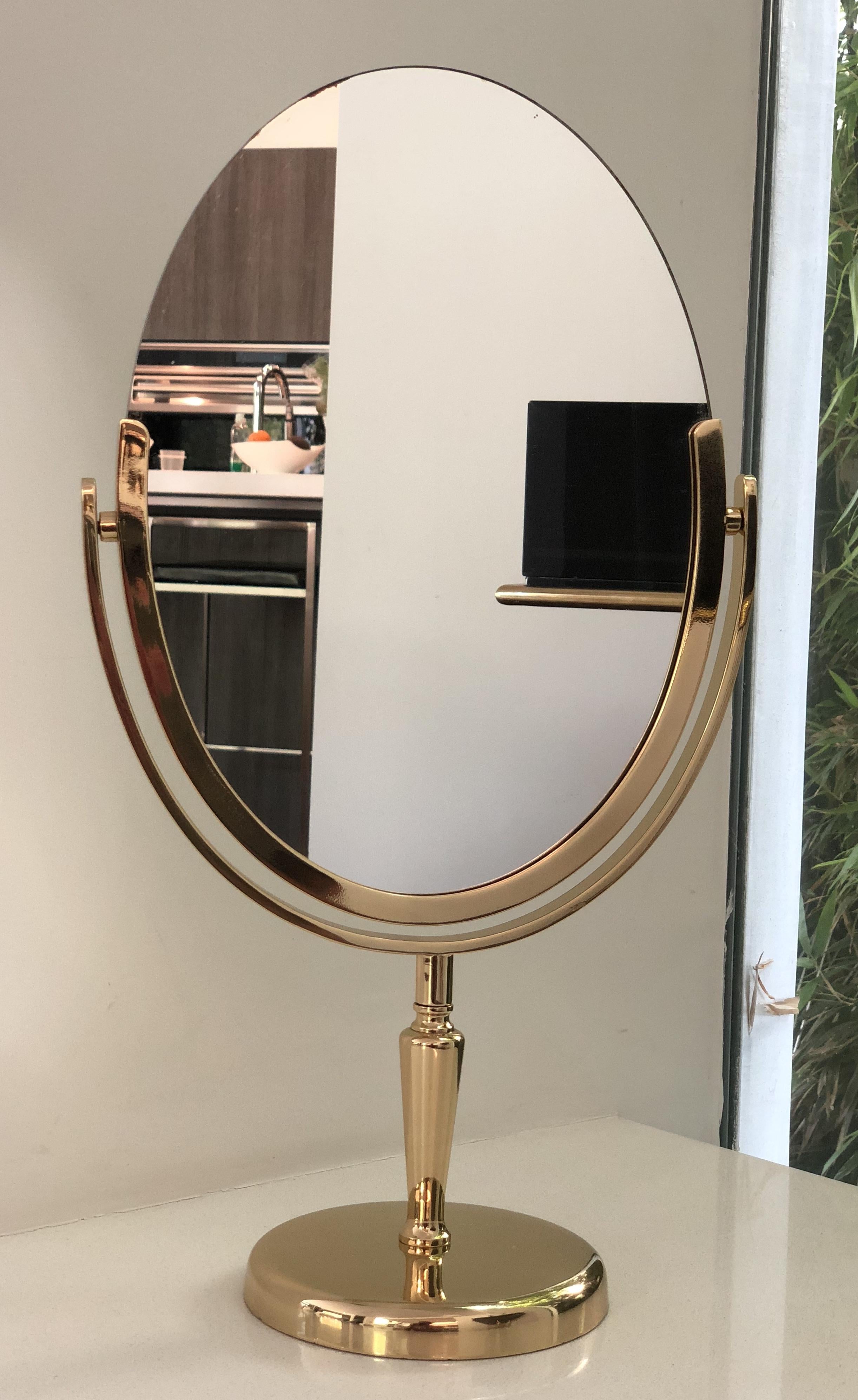 brass makeup mirror