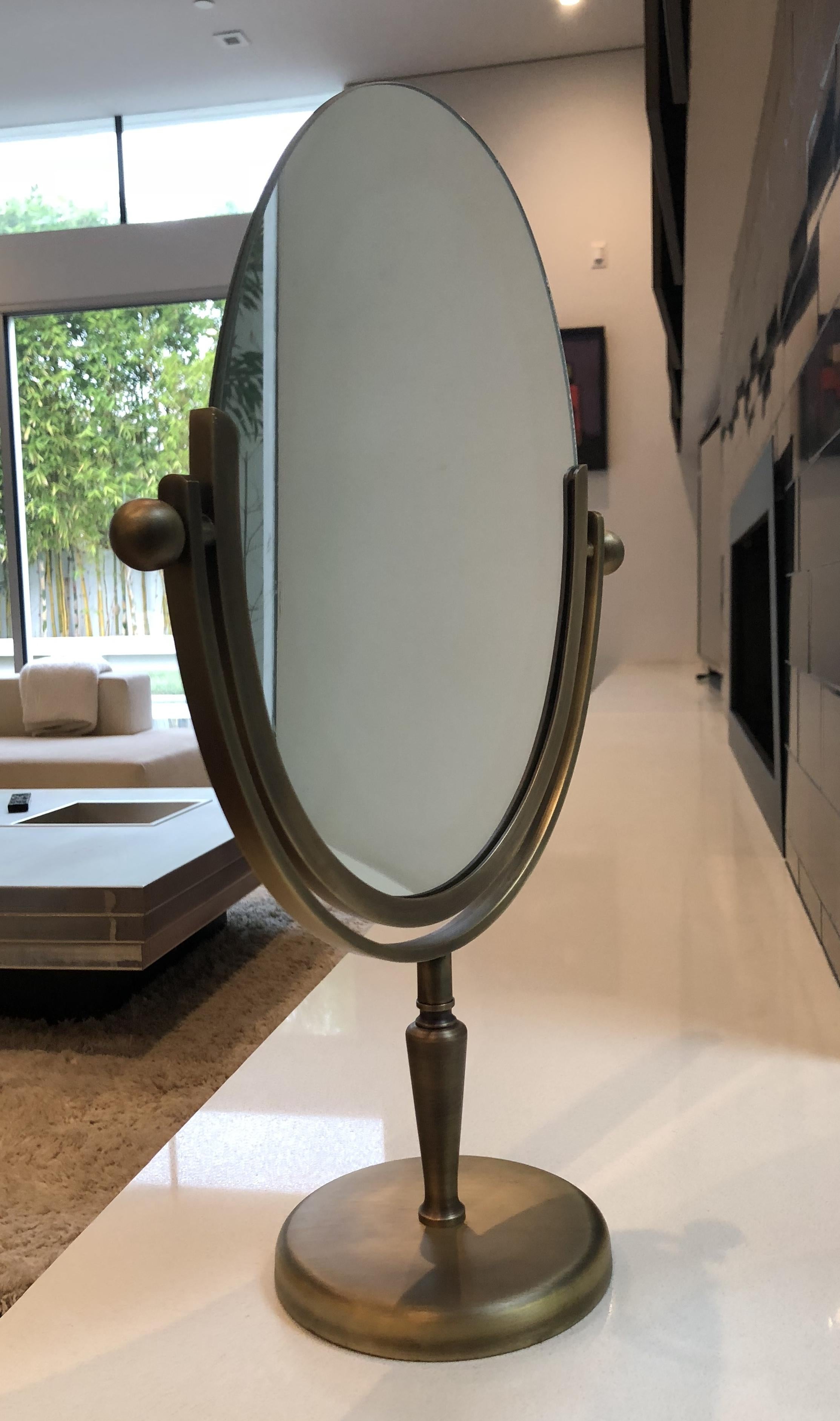 Mid-Century Modern Brass Vanity Mirror by Charles Hollis Jones For Sale
