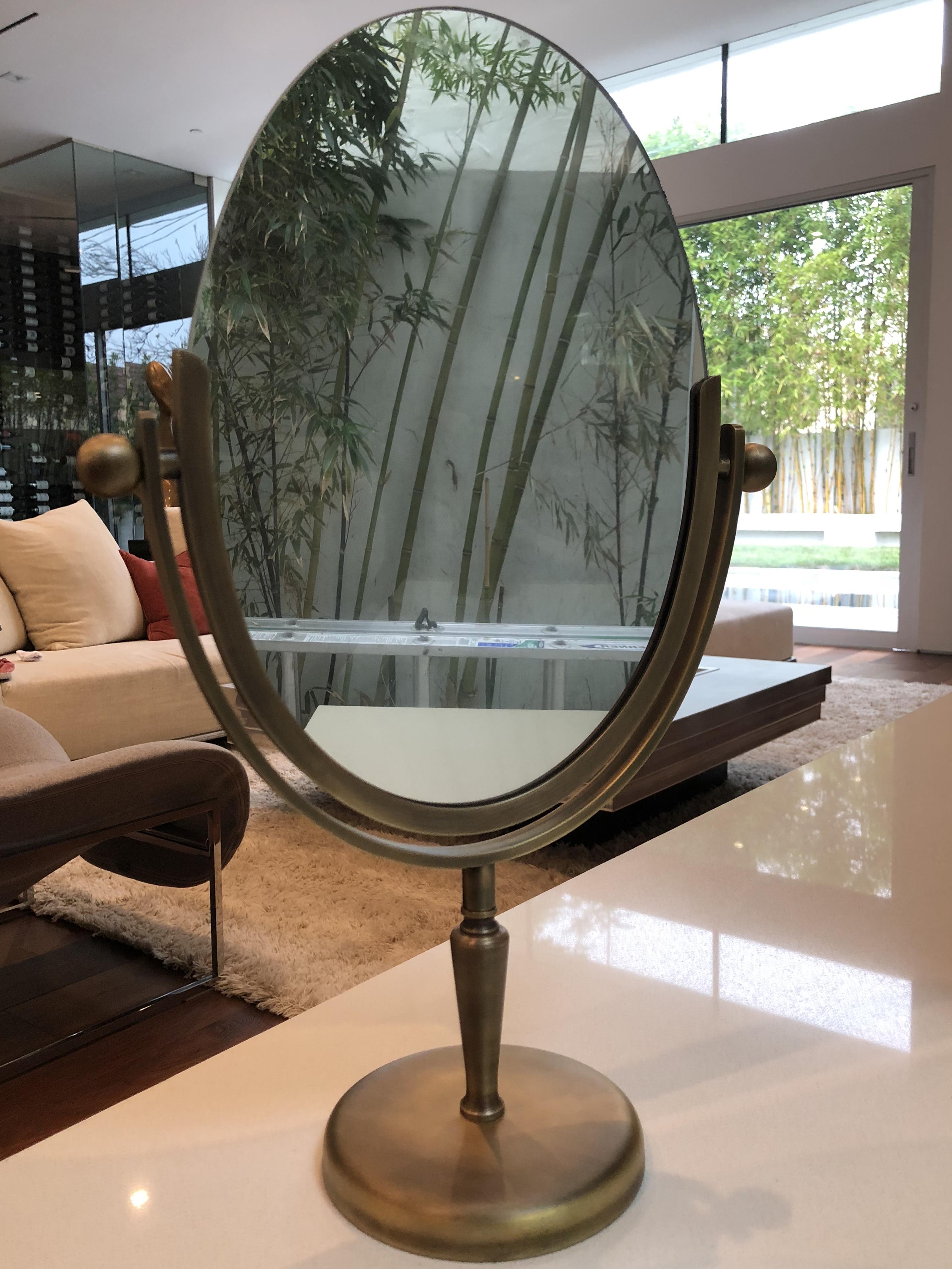 Brass Vanity Mirror by Charles Hollis Jones In Good Condition For Sale In Los Angeles, CA