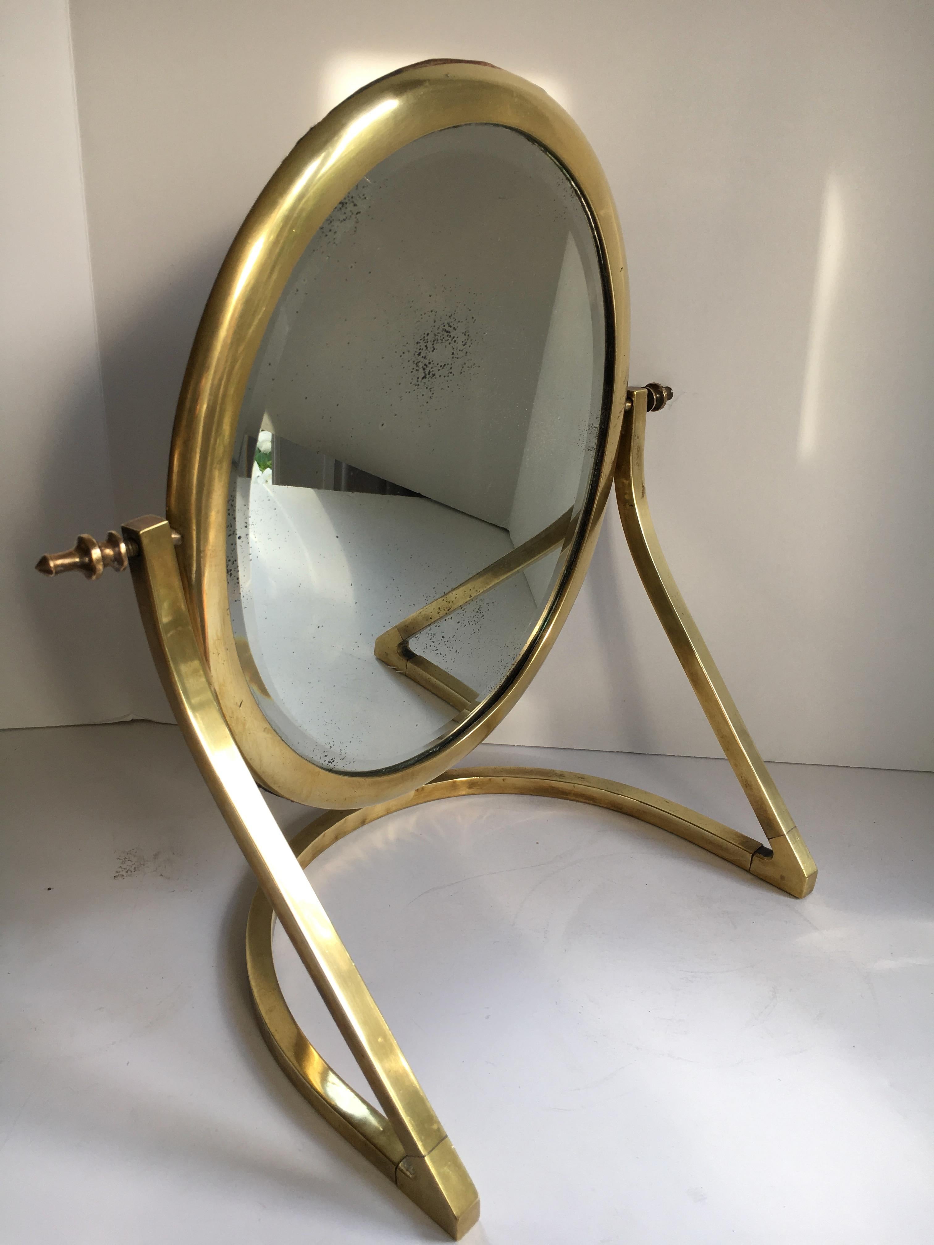 brass makeup mirror