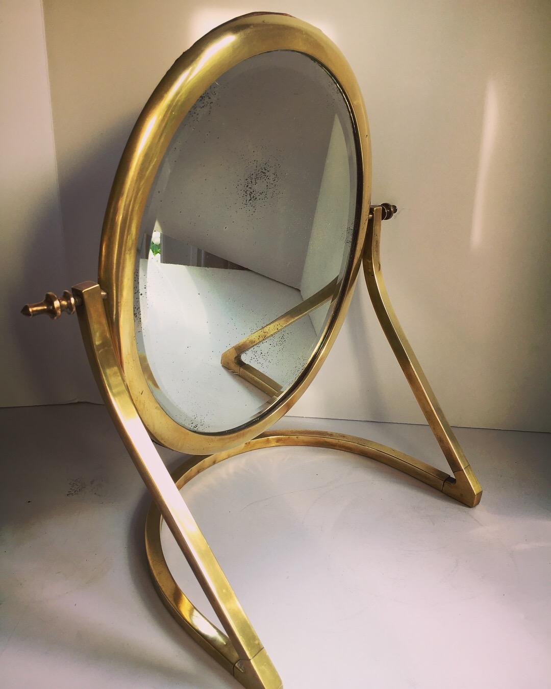 Beveled Brass Vanity Mirror
