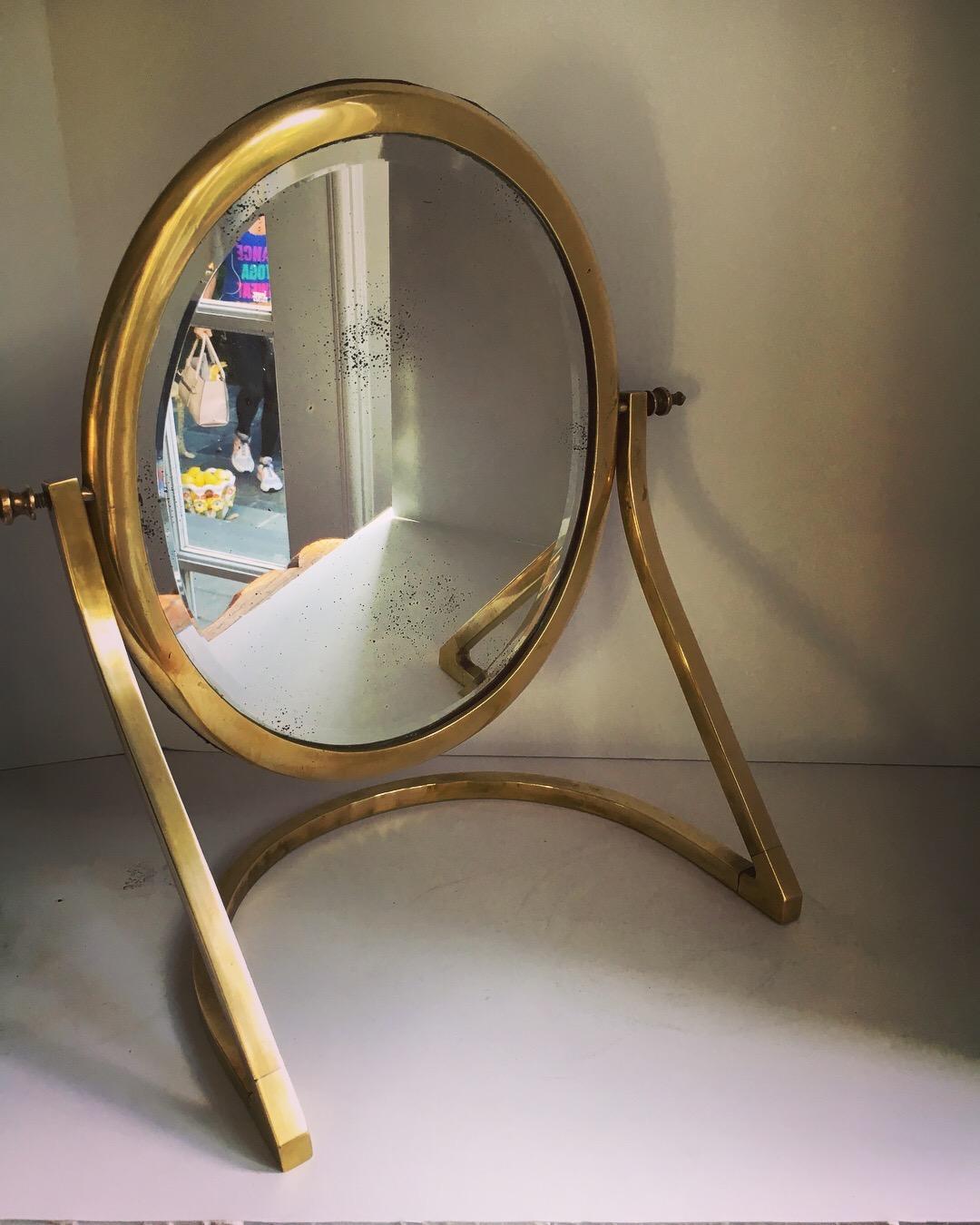 Brass Vanity Mirror In Good Condition In Los Angeles, CA