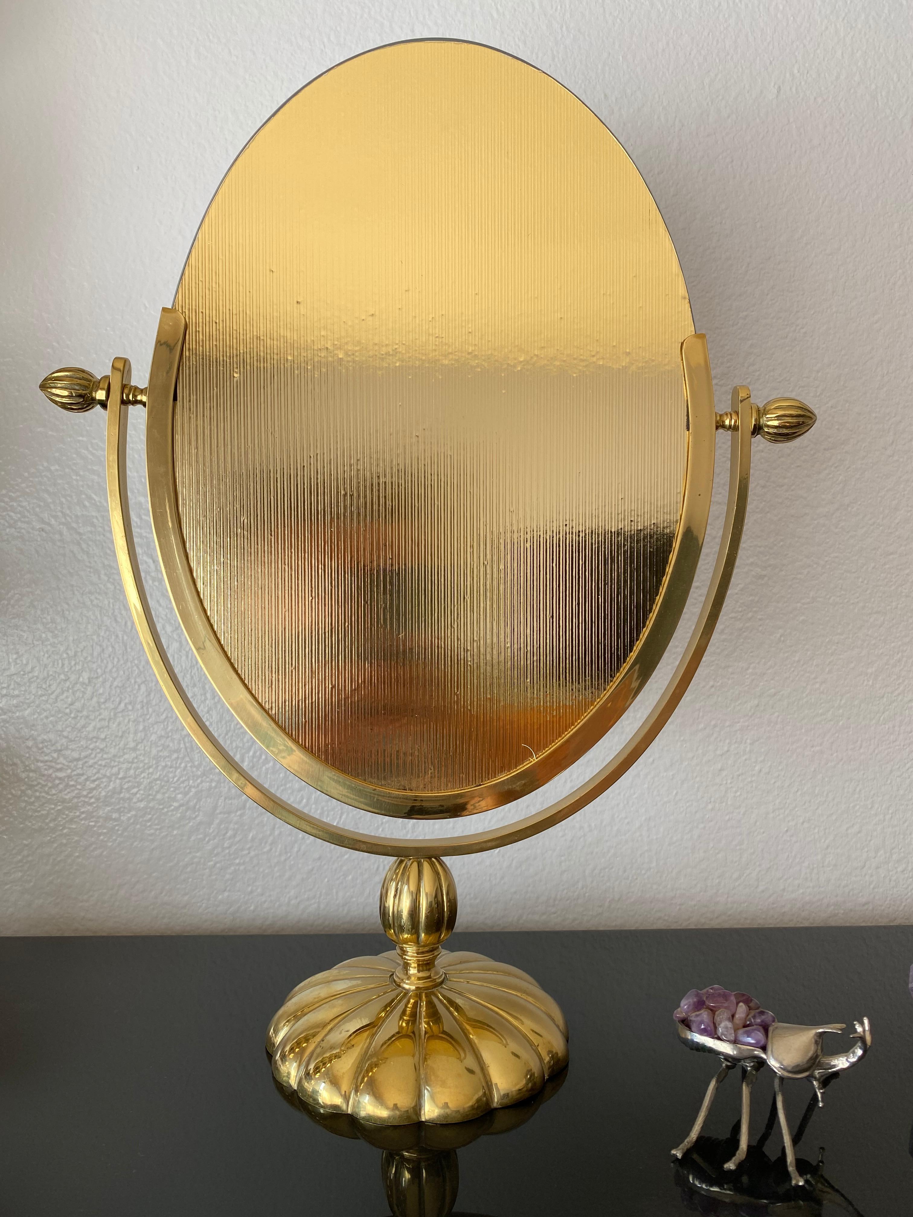 Hollywood Regency Brass Vanity Mirror