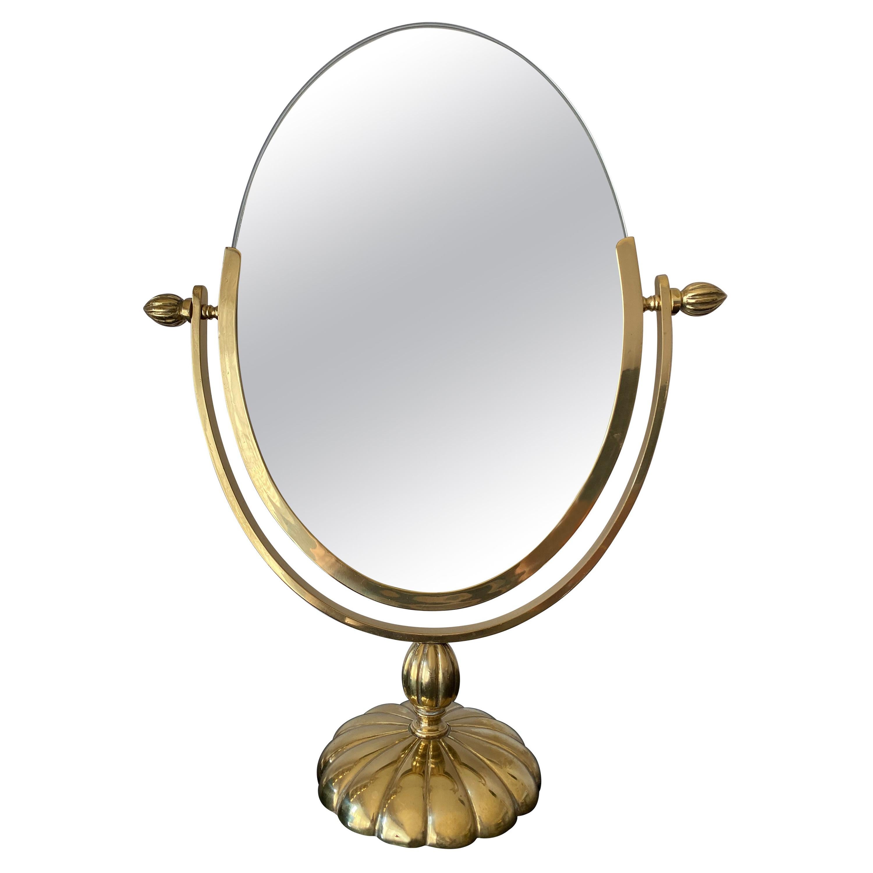 Brass Vanity Mirror For Sale at 1stDibs | vintage vanity mirror, antique  brass vanity mirror, vintage brass vanity mirror