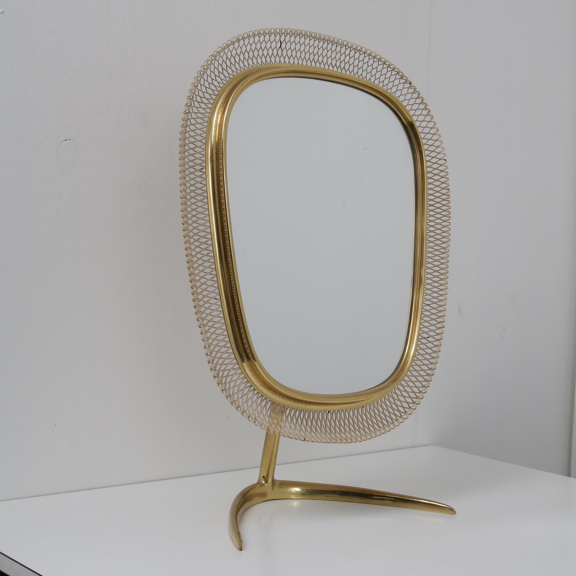 Mid-Century Modern Brass Vanity Mirror, Germany, 1950