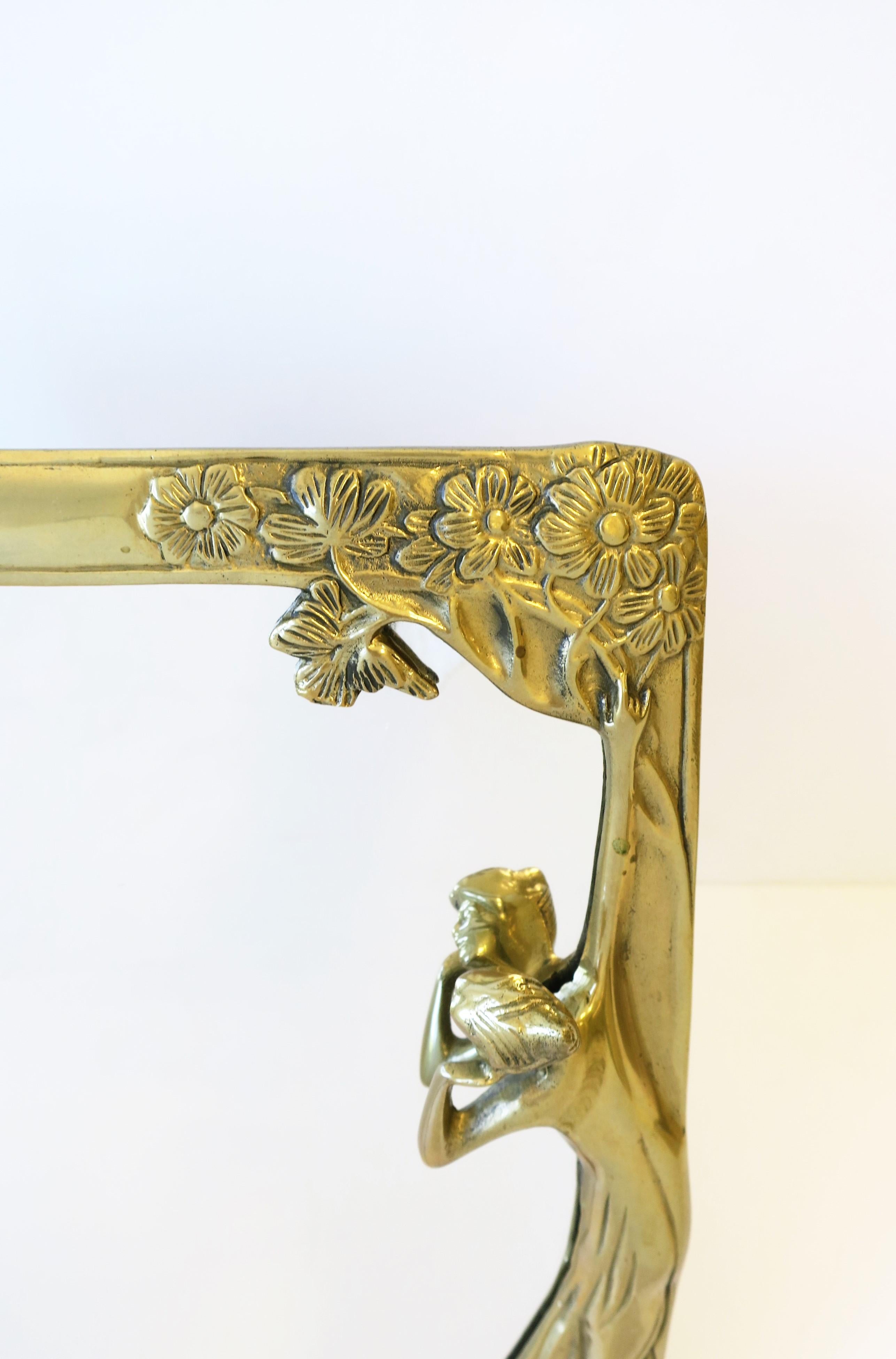 Brass Vanity Mirror in the Art Nouveau Style In Good Condition In New York, NY