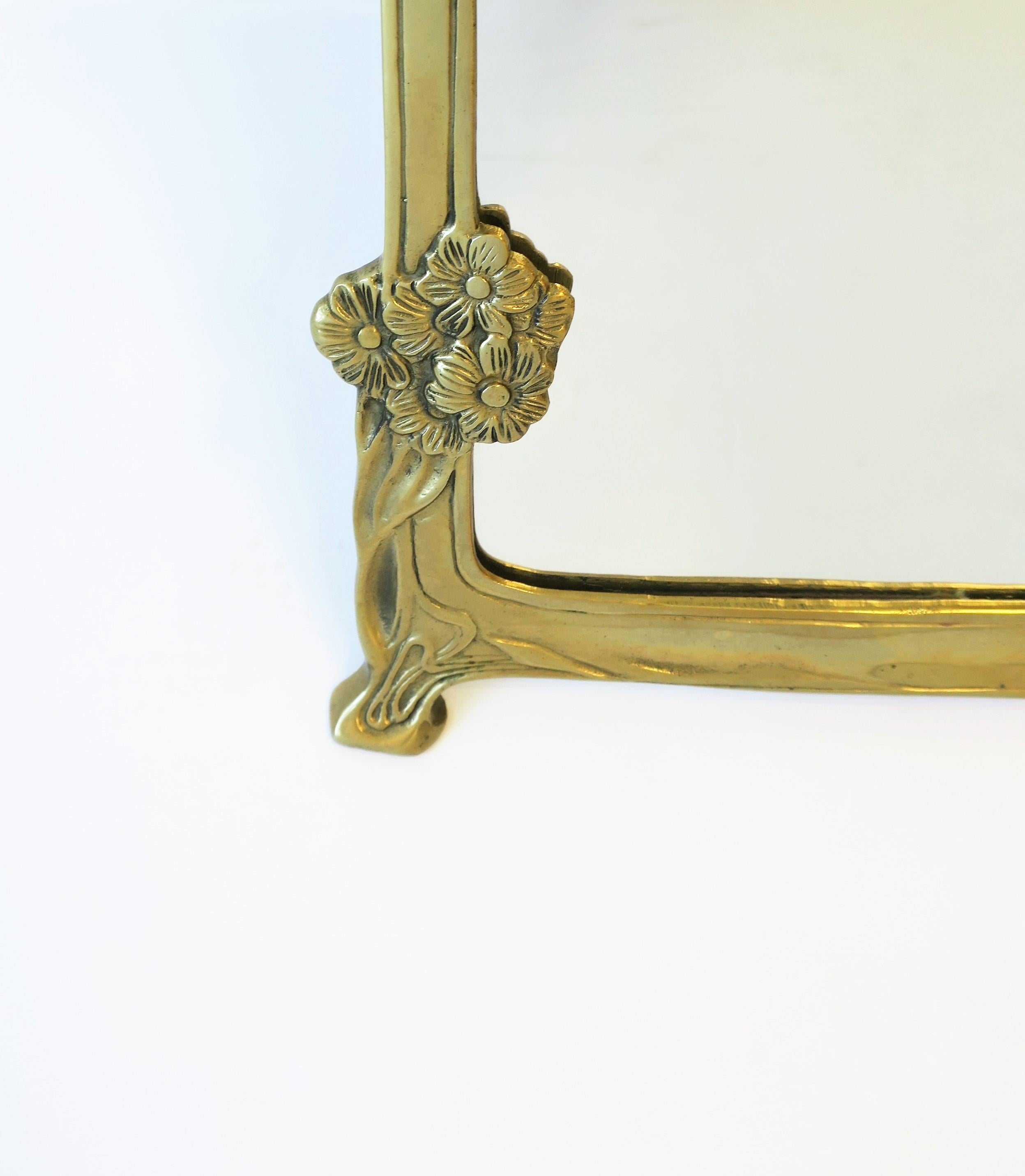 20th Century Brass Vanity Mirror in the Art Nouveau Style