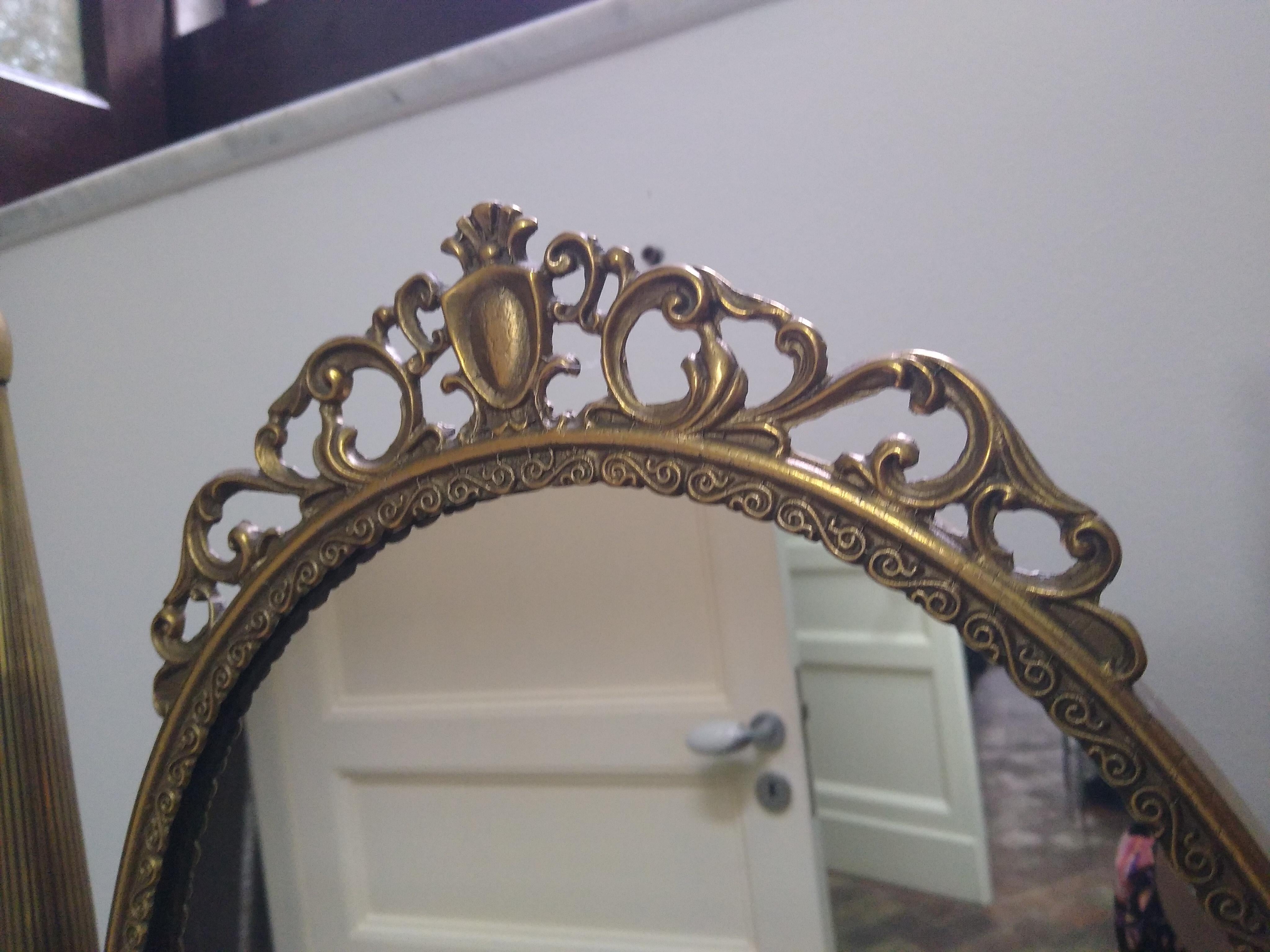 Mid-Century Modern Miroir de courtoisie en laiton, Italie, années 1950 en vente
