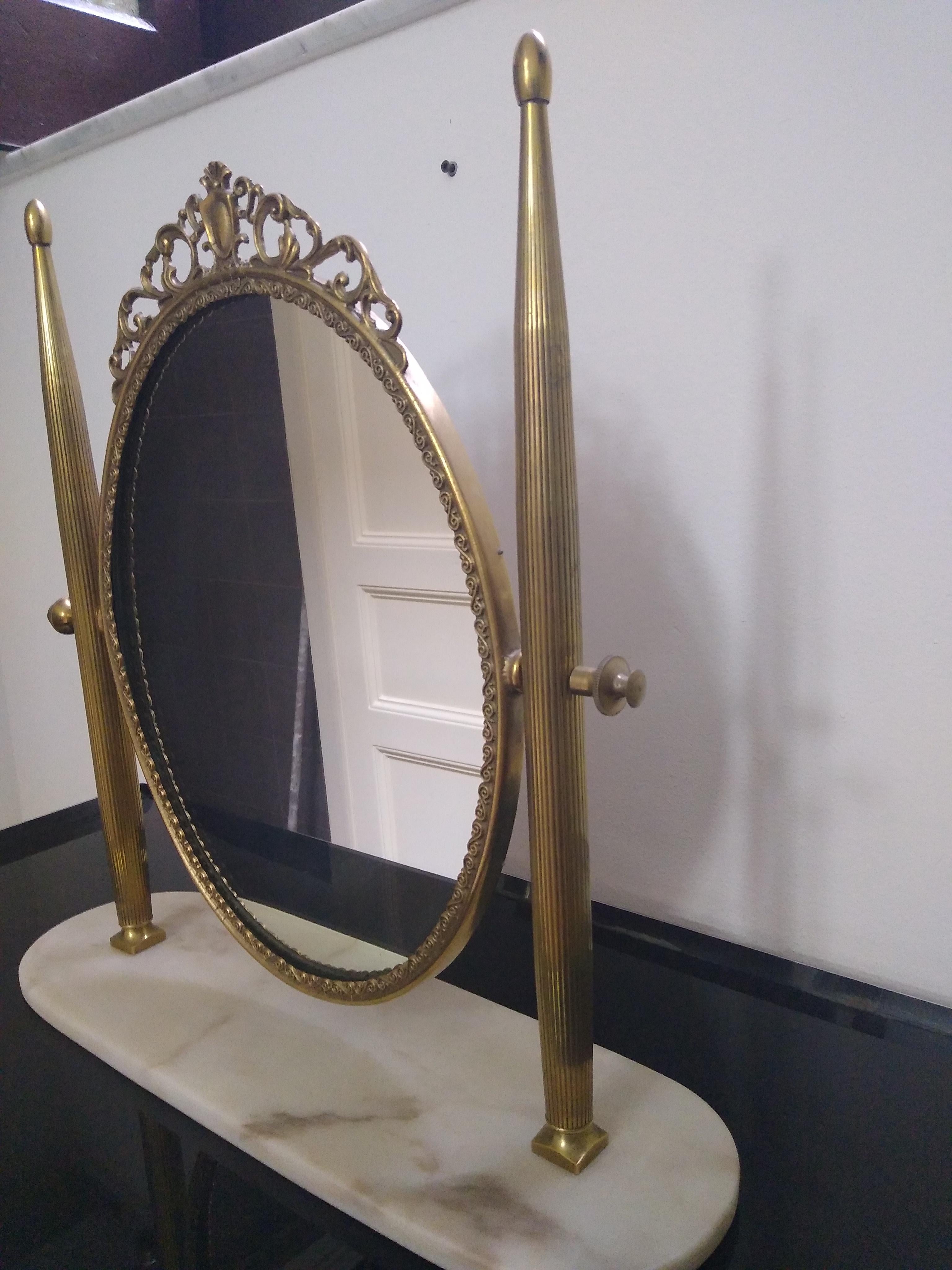 italien Miroir de courtoisie en laiton, Italie, années 1950 en vente