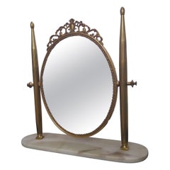 Espejo de tocador de latón, Italia Años 50