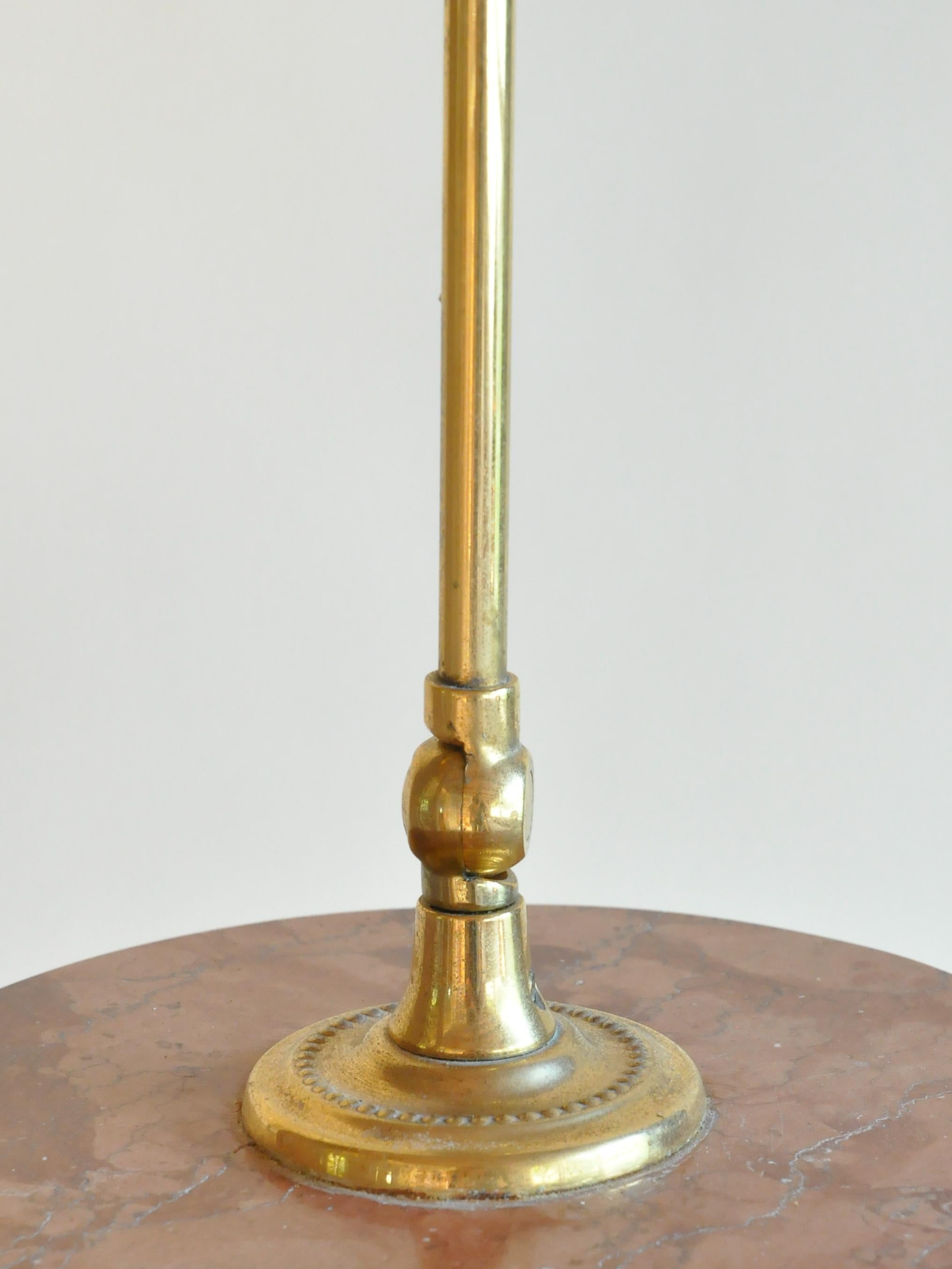 Brass Vanity Mirror on Monumental Rust Marble Pillar Base For Sale 3