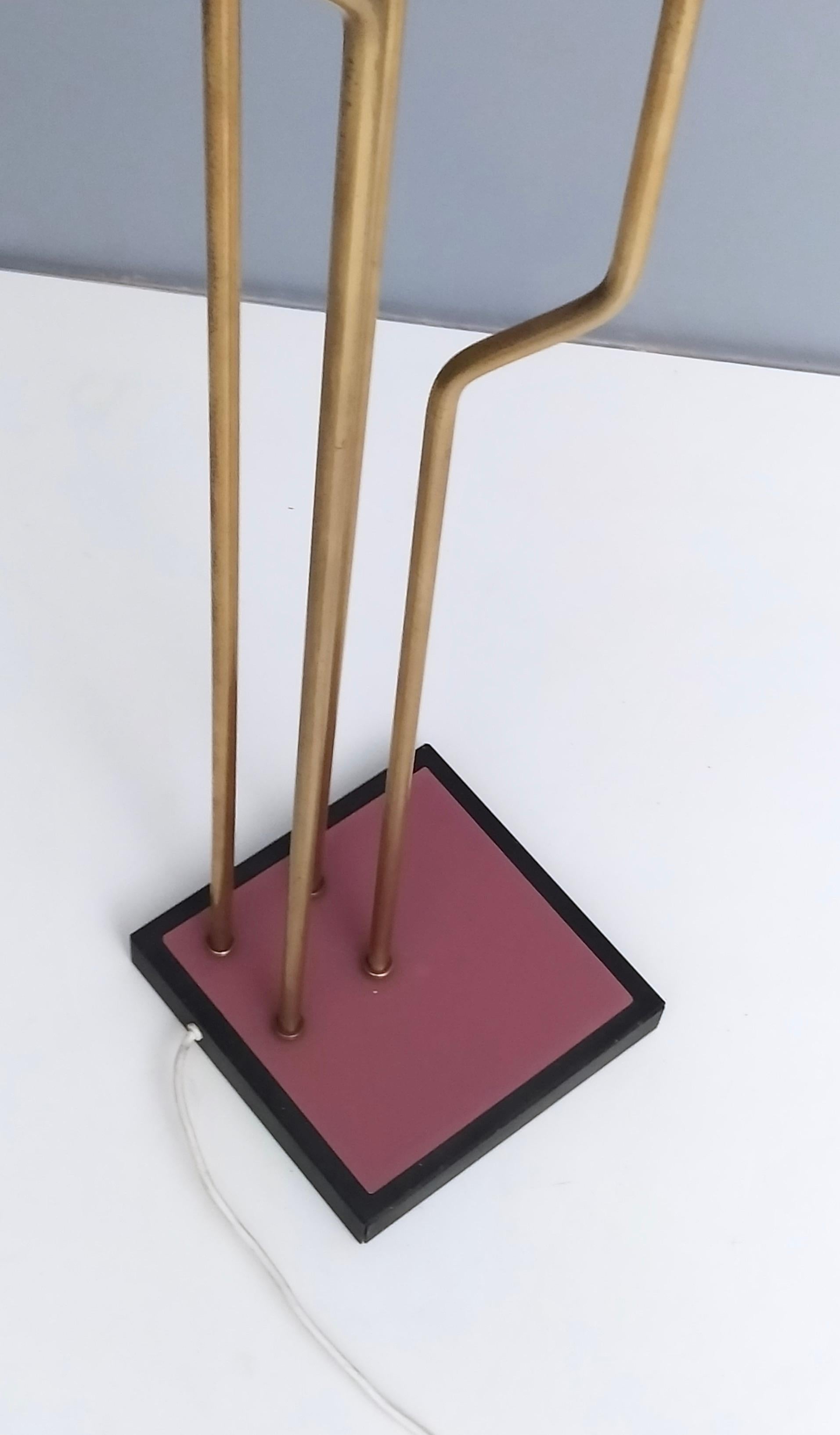 Brass, Varnished Metal and Plexiglas Floor Lamp 