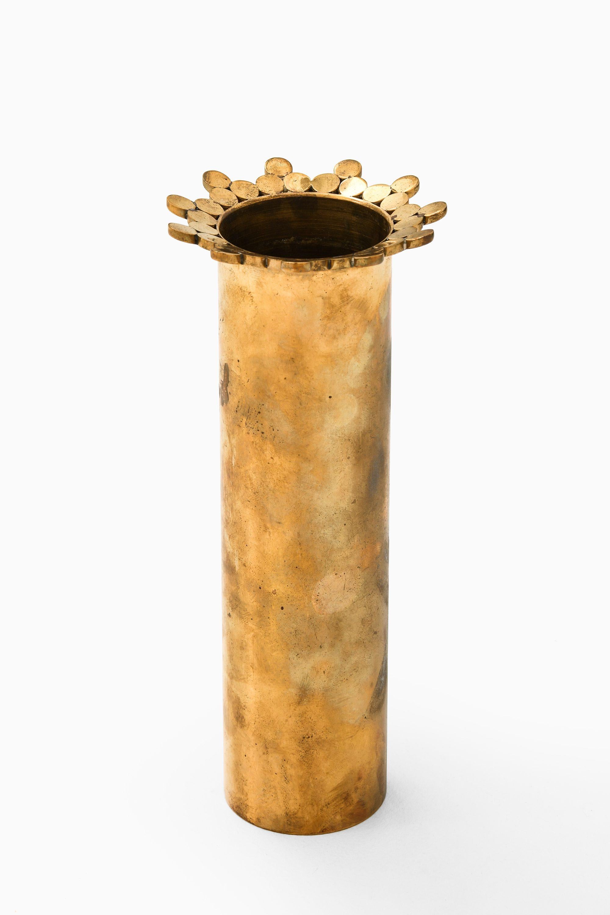 Mid-Century Modern Brass Vase by Pierre Forsell, 1950's For Sale