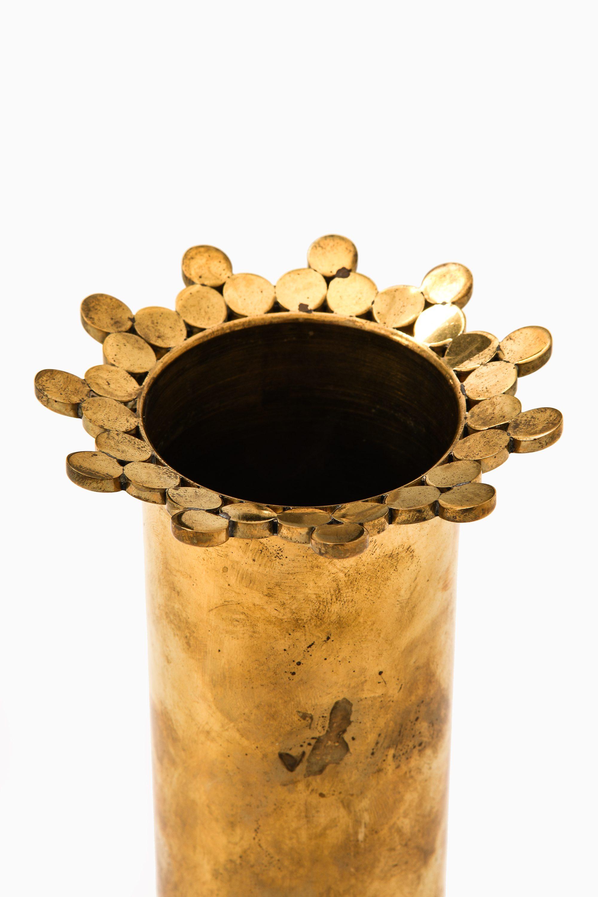 Swedish Brass Vase by Pierre Forsell, 1950's For Sale