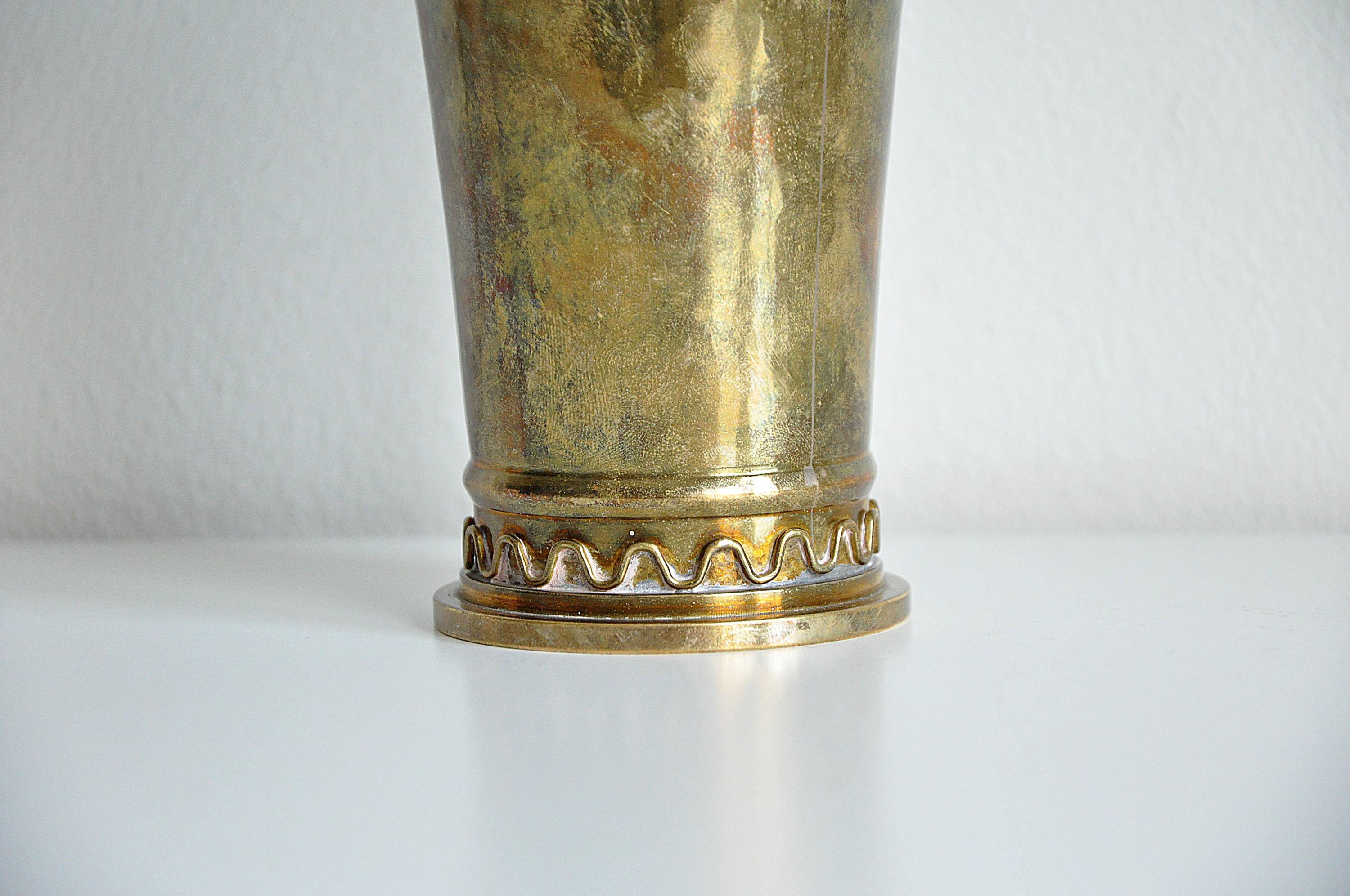 Brass Vase from Lars Holmström Arvika, 1950s In Good Condition For Sale In Örebro, SE