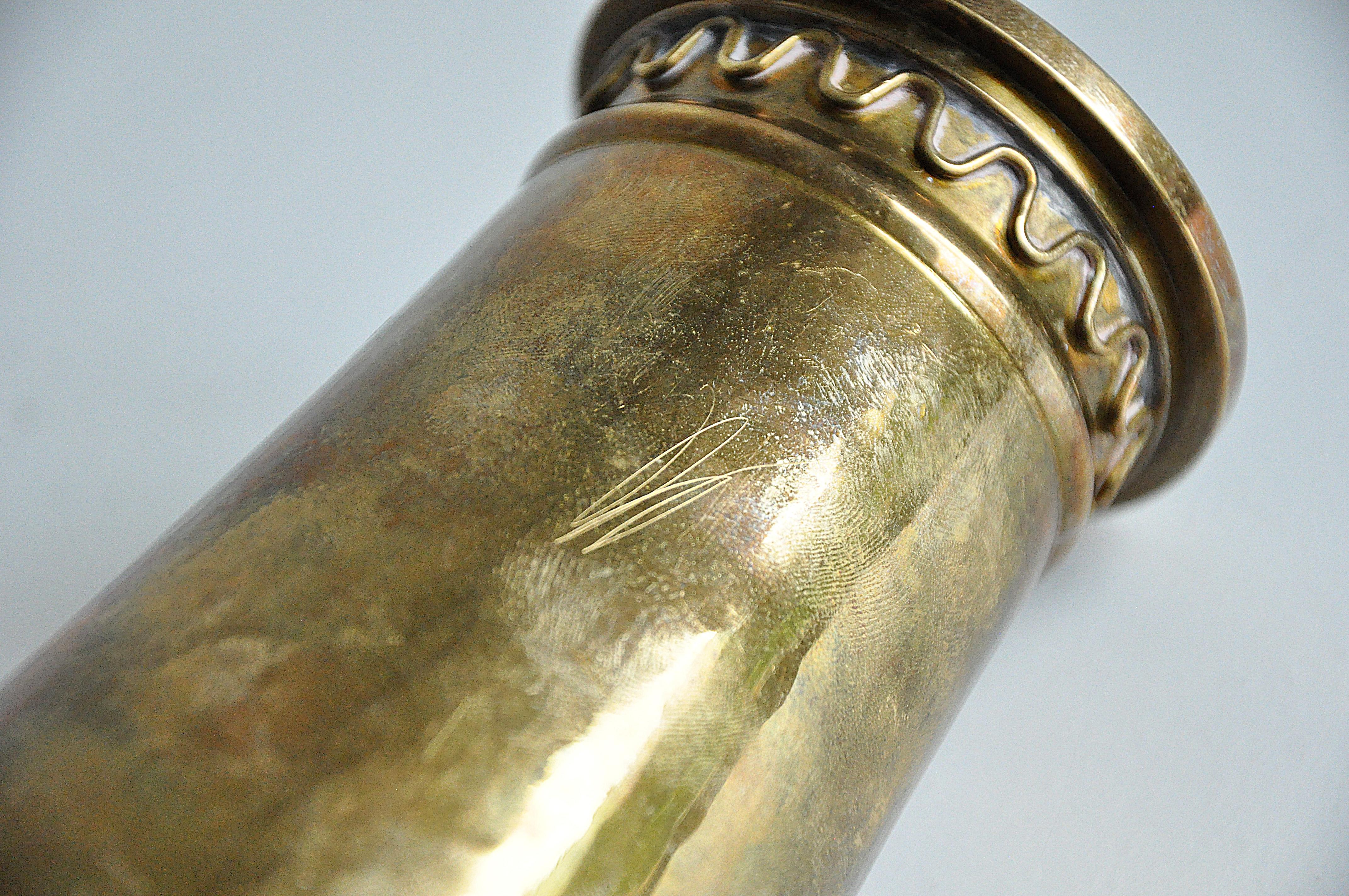 Brass Vase from Lars Holmström Arvika, 1950s For Sale 2