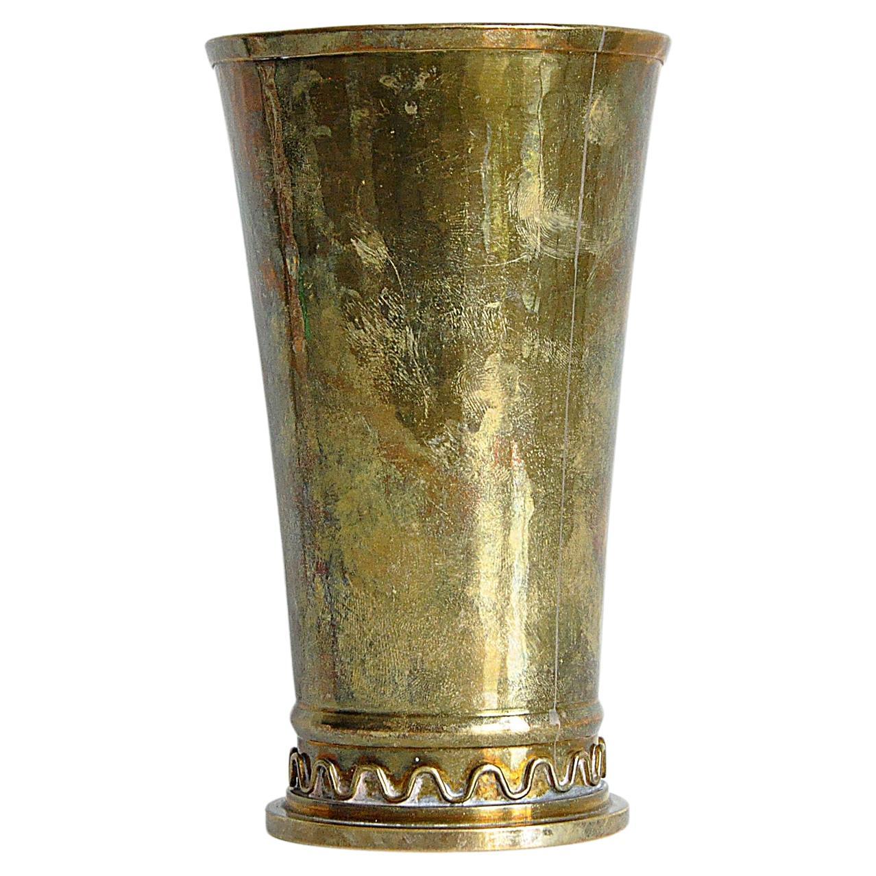 Brass Vase from Lars Holmström Arvika, 1950s For Sale