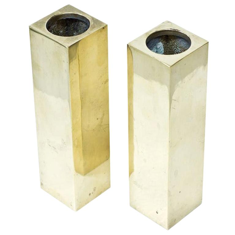 Pair of Scandinavian Modern Brass Vases, Sweden