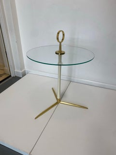 Tavolino in ottone Vereinigte Werkstätten München 1950 Hollywood Regency