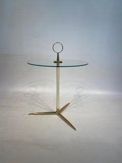 Table basse latérale en laiton Vereinigte Werkstätten München 1950s Hollywood Regency