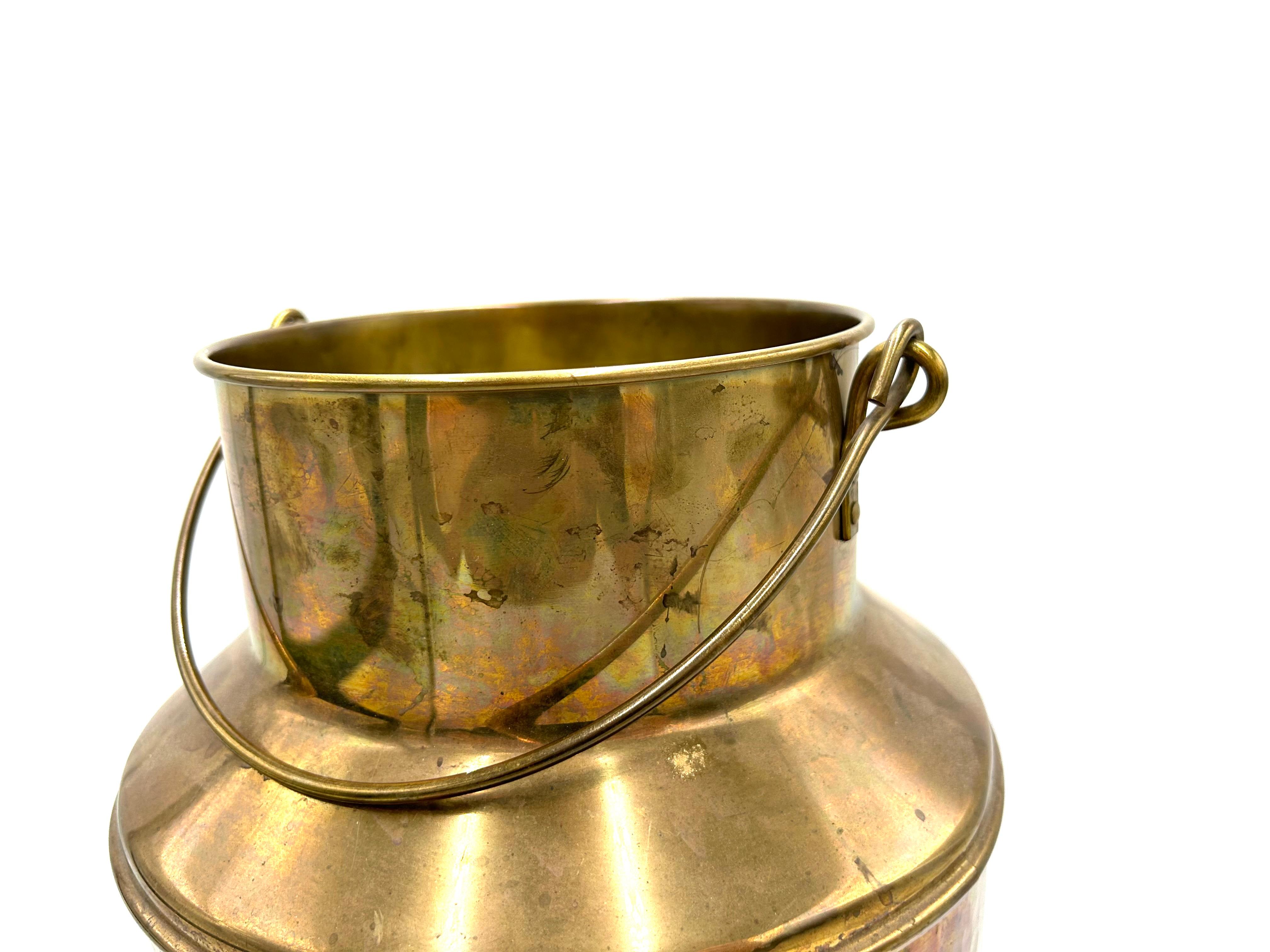 Belgian Brass Vessel with a Handle For Sale