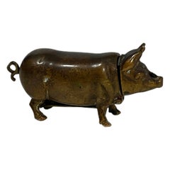 Antique Brass Vesta Match Case in the Shape of a Pig