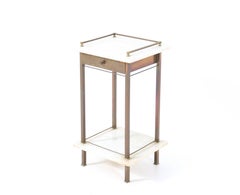 Brass Vienna Secession Nightstand or Bedside Table with Marble Top, 1900s