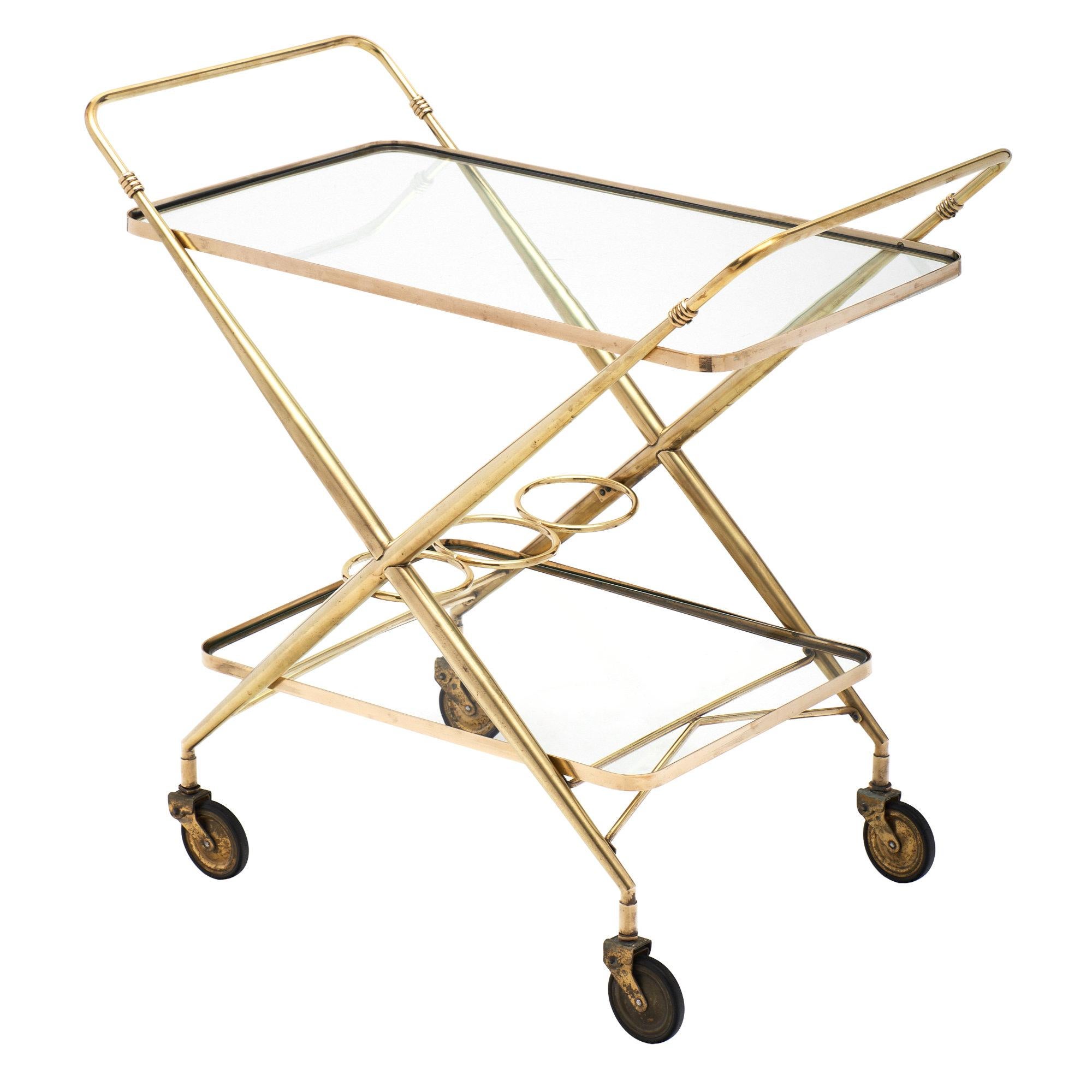 Vintage-Barwagen aus Messing im Angebot