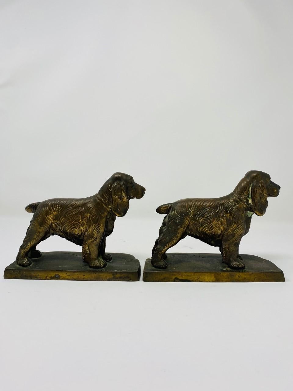 Brass Vintage Cocker Spaniel Bookends Set by Frankart 2