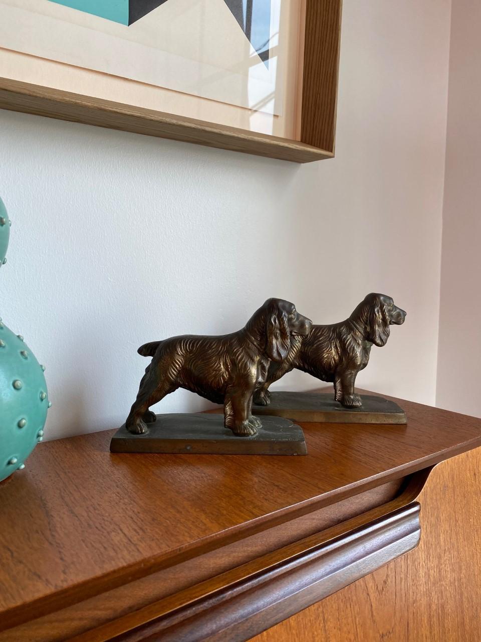 Mid-20th Century Brass Vintage Cocker Spaniel Bookends Set by Frankart