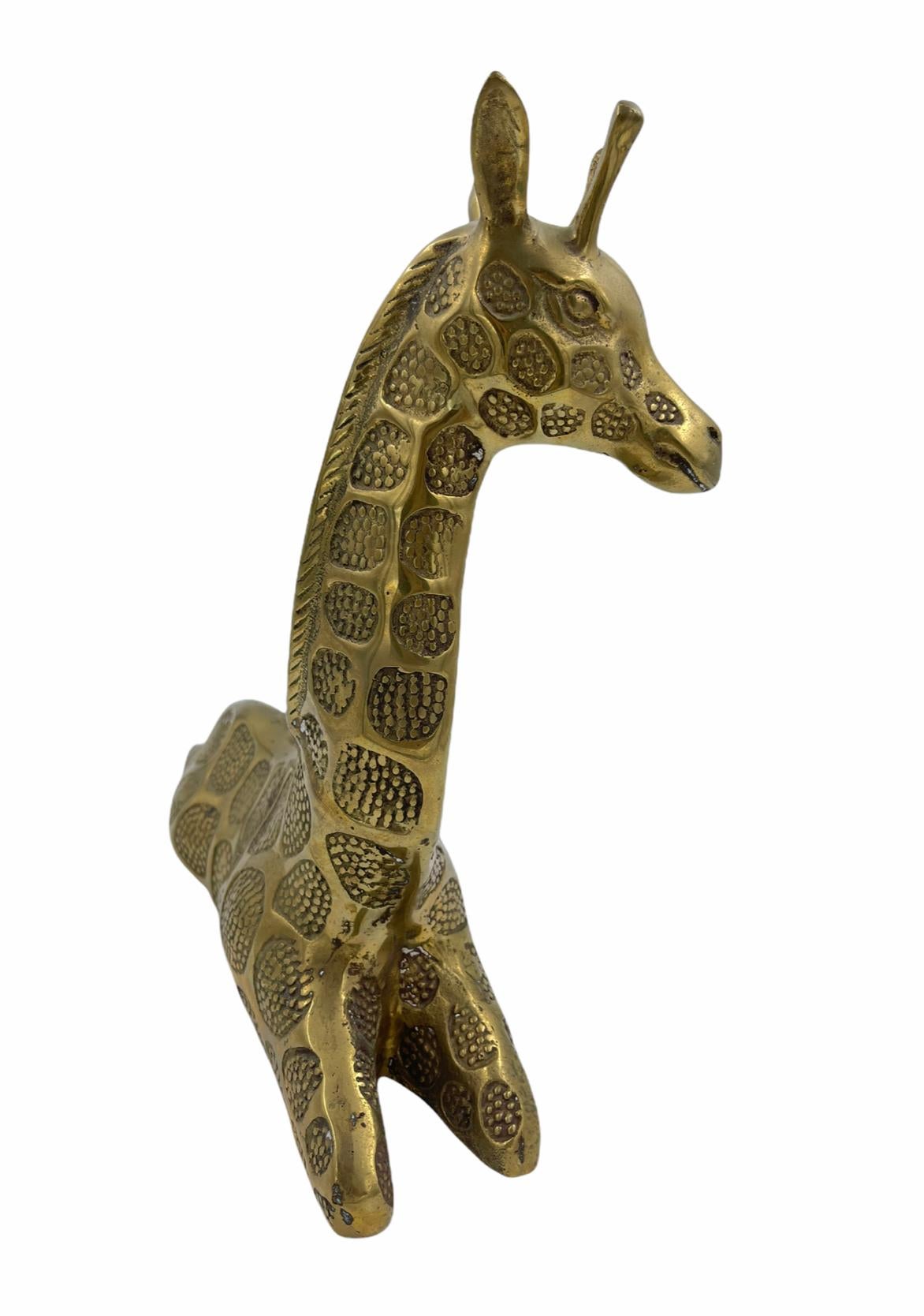 Patinated Brass Vintage Giraffe Sculpture, Pair For Sale
