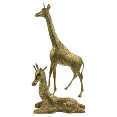 Brass Vintage Giraffe Sculpture, Pair