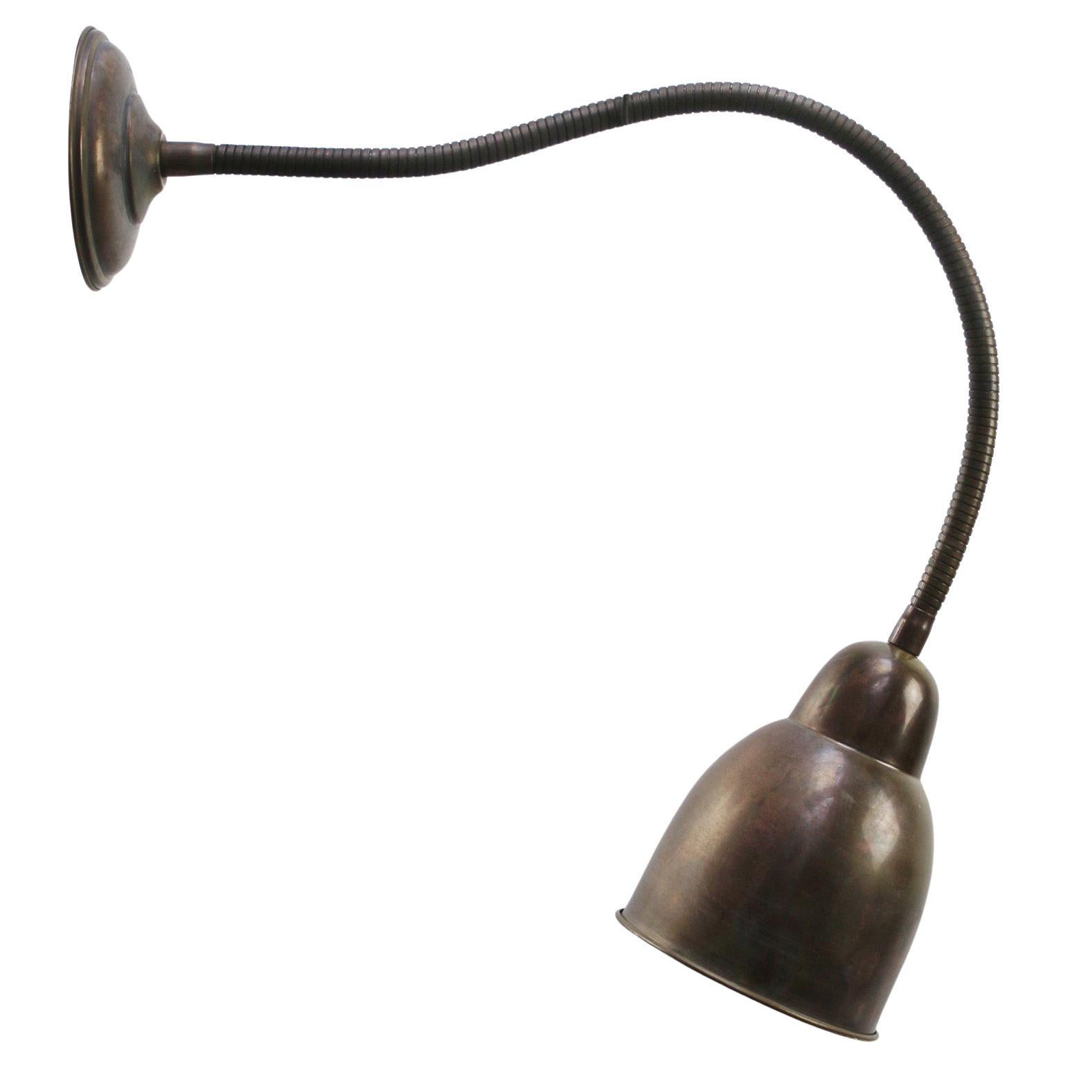 Brass Vintage Industrial Gooseneck Scone Wall Light For Sale
