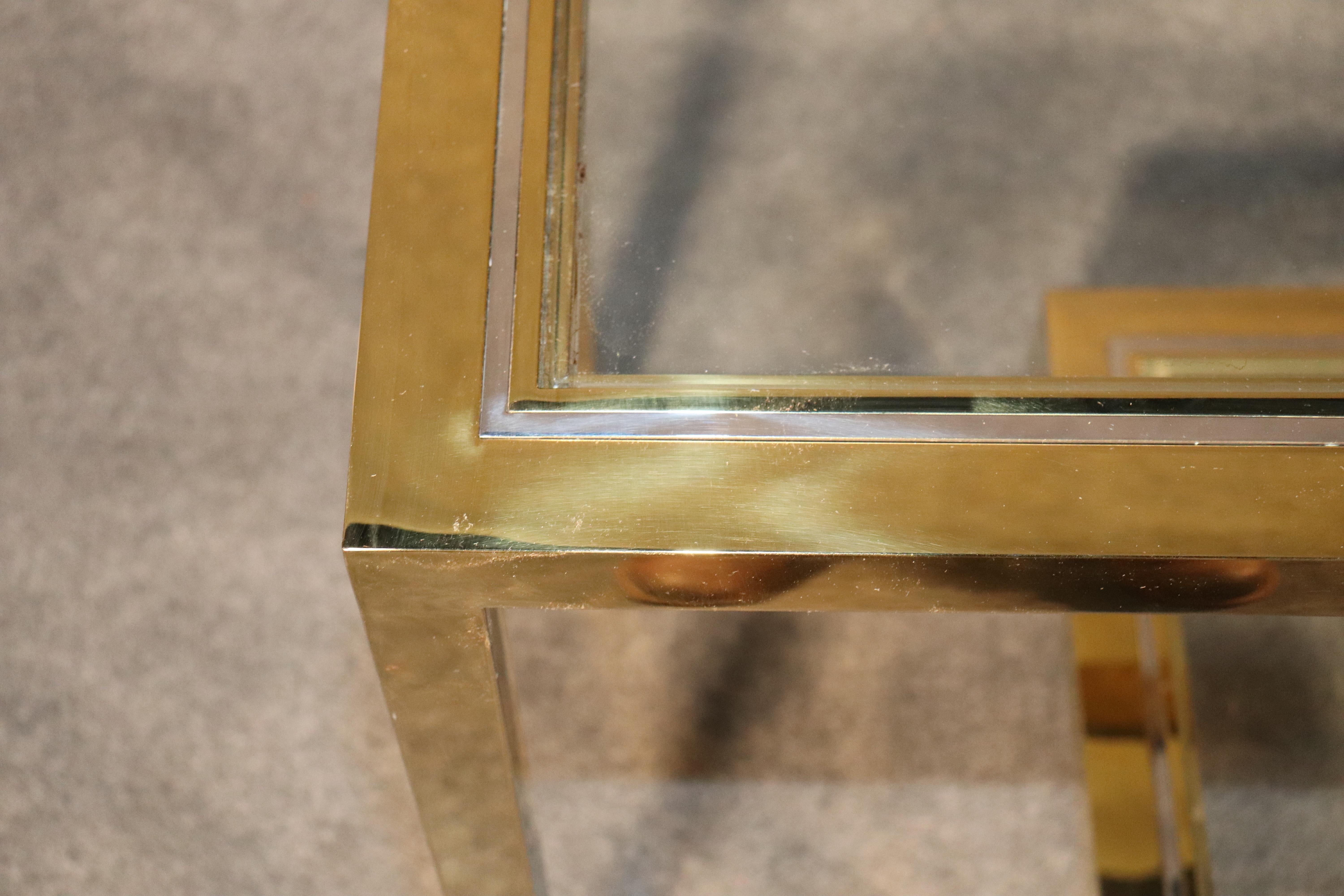 Brass w/ Chrome Trim Console Table In Good Condition For Sale In Brooklyn, NY