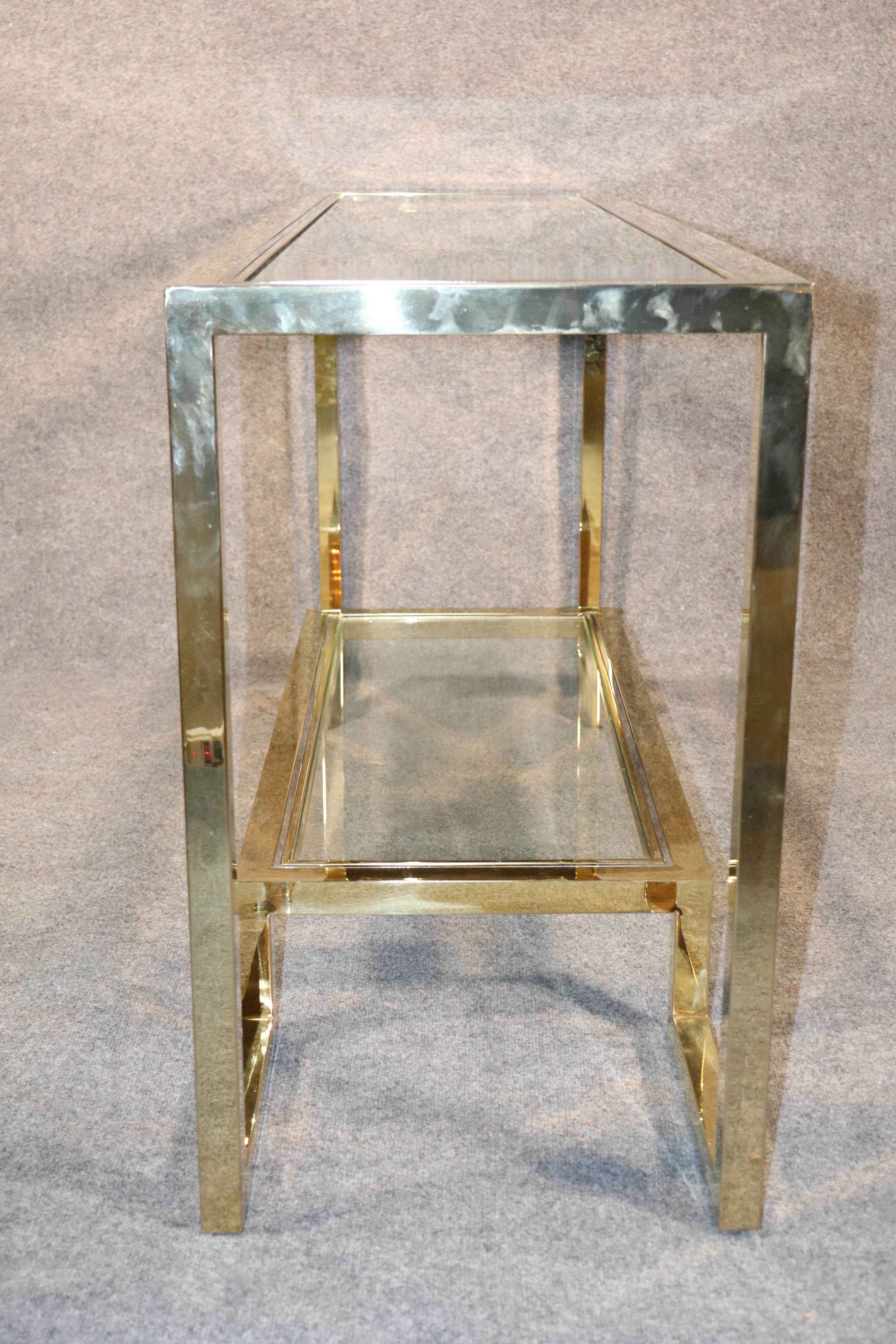 Brass w/ Chrome Trim Console Table For Sale 1