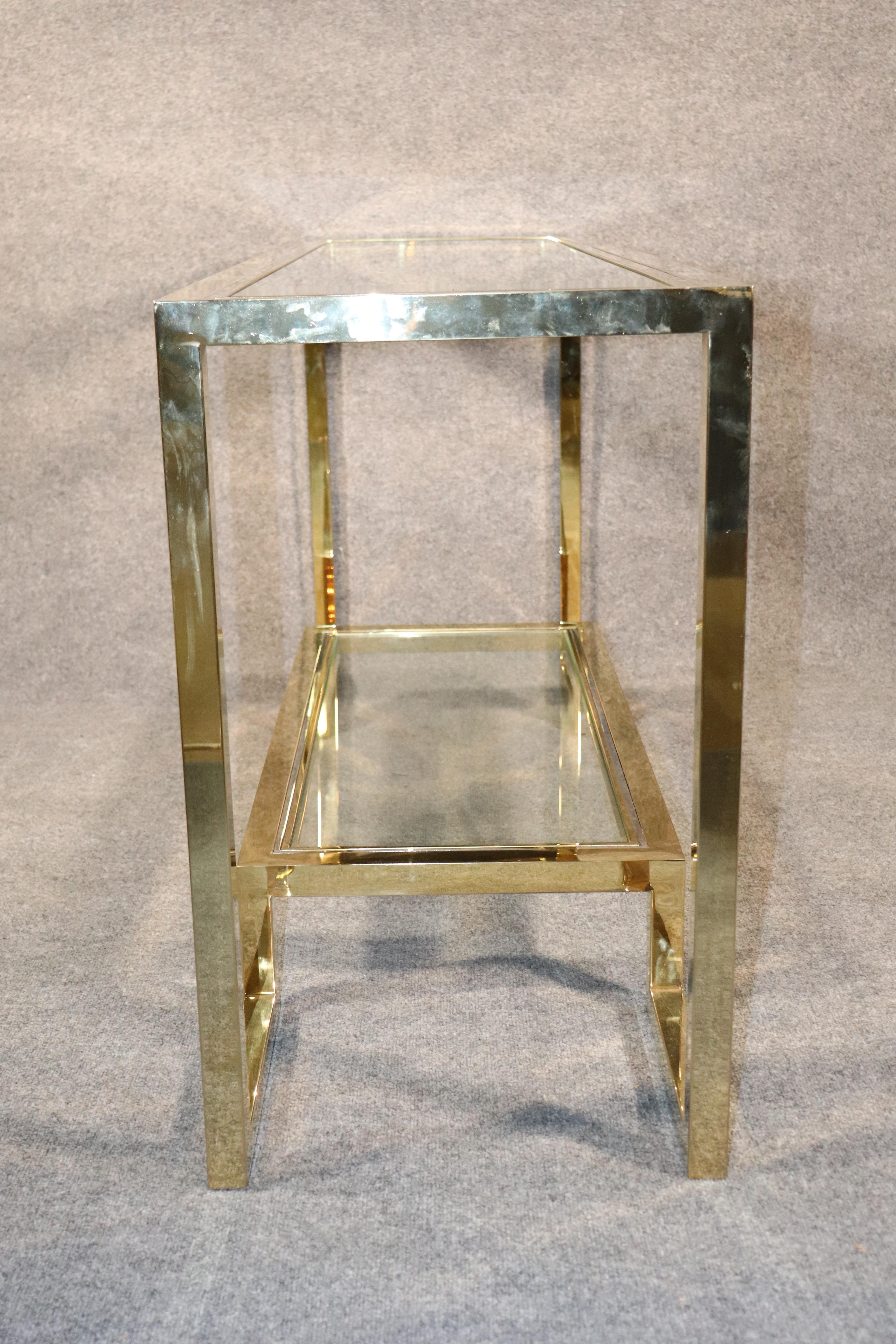 Brass w/ Chrome Trim Console Table For Sale 2