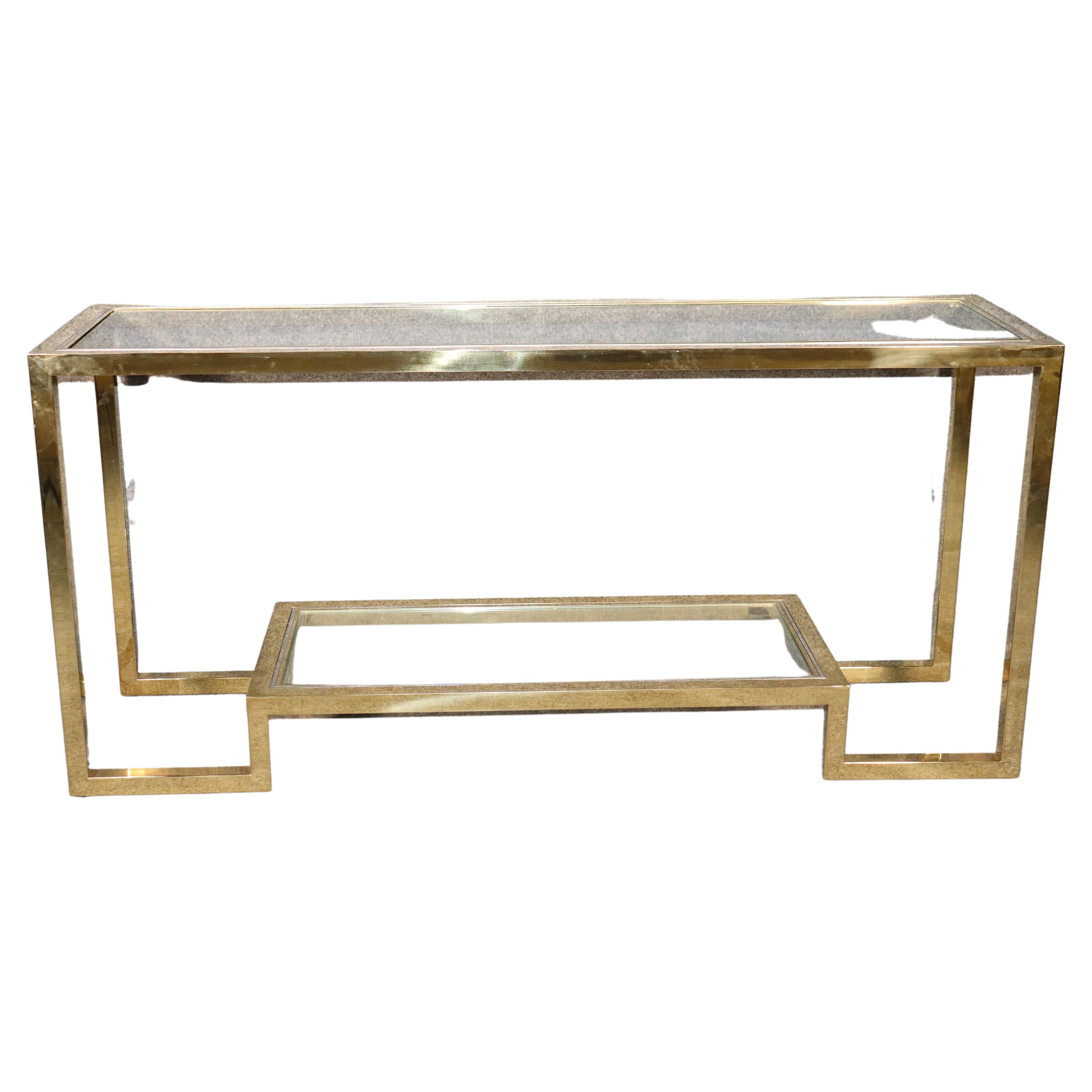 Brass w/ Chrome Trim Console Table For Sale