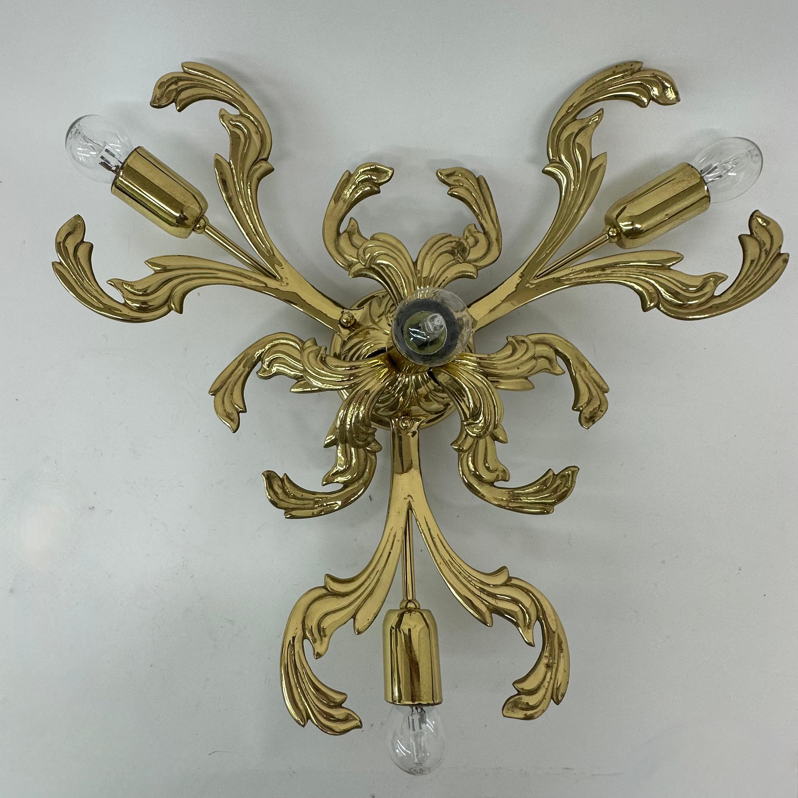 Lampada da parete/soffitto in ottone di C.S.A. Italy , anni '70 in vendita 5