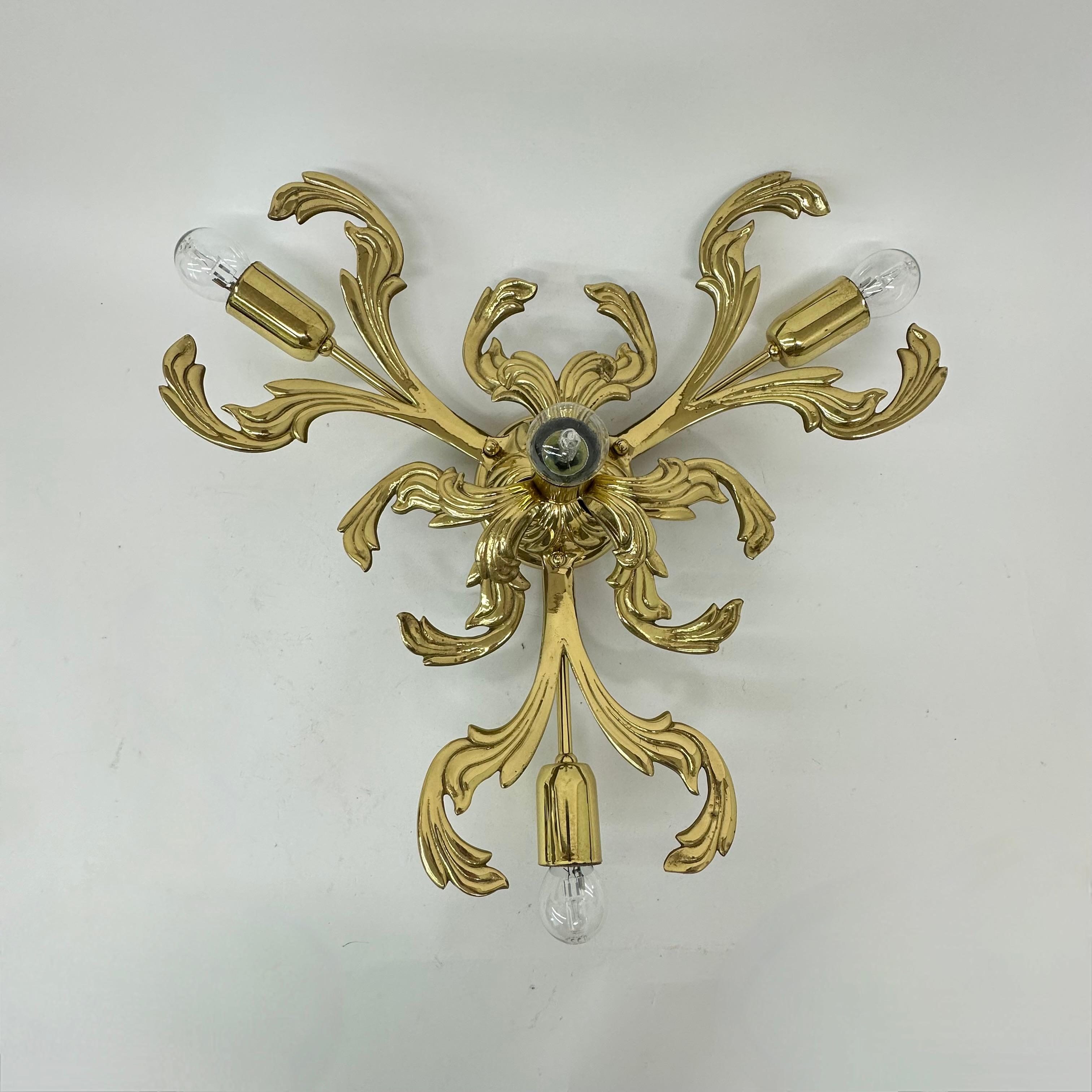 Lampada da parete/soffitto in ottone di C.S.A. Italy , anni '70 in vendita 7