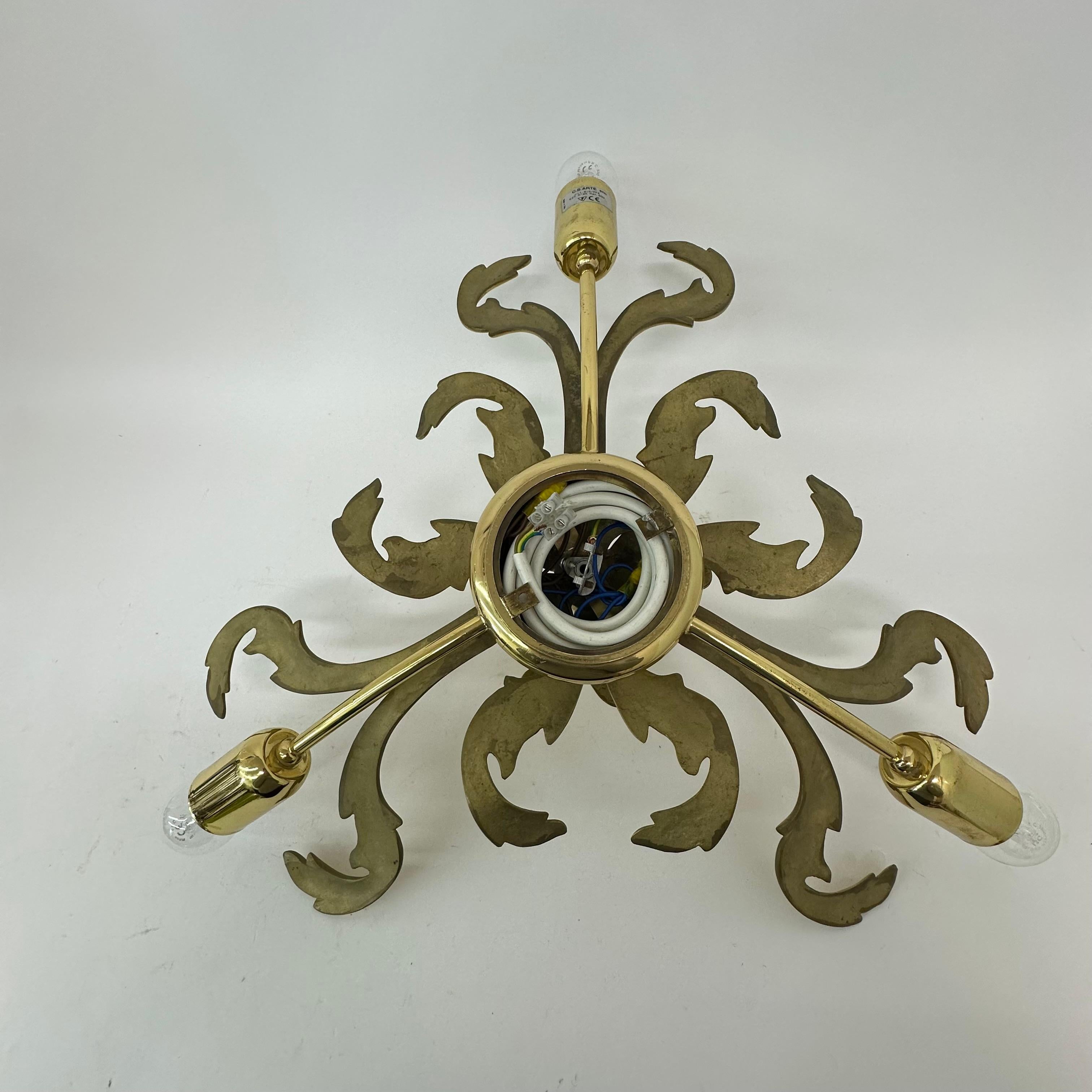 Fine XX secolo Lampada da parete/soffitto in ottone di C.S.A. Italy , anni '70 in vendita