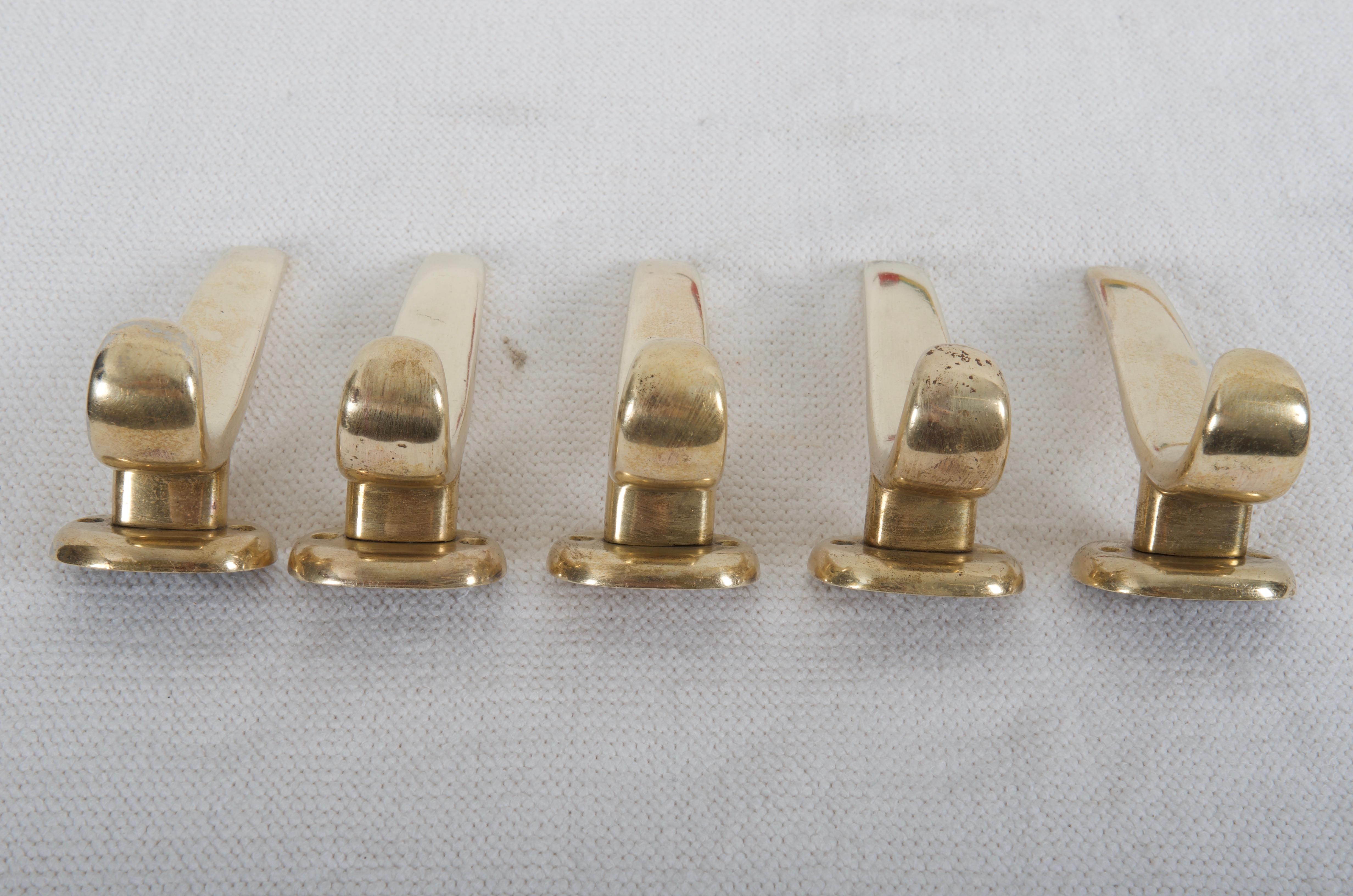 Brass Wall Coat Hooks Attributed to Oswald Haerdtl In Good Condition For Sale In Vienna, AT
