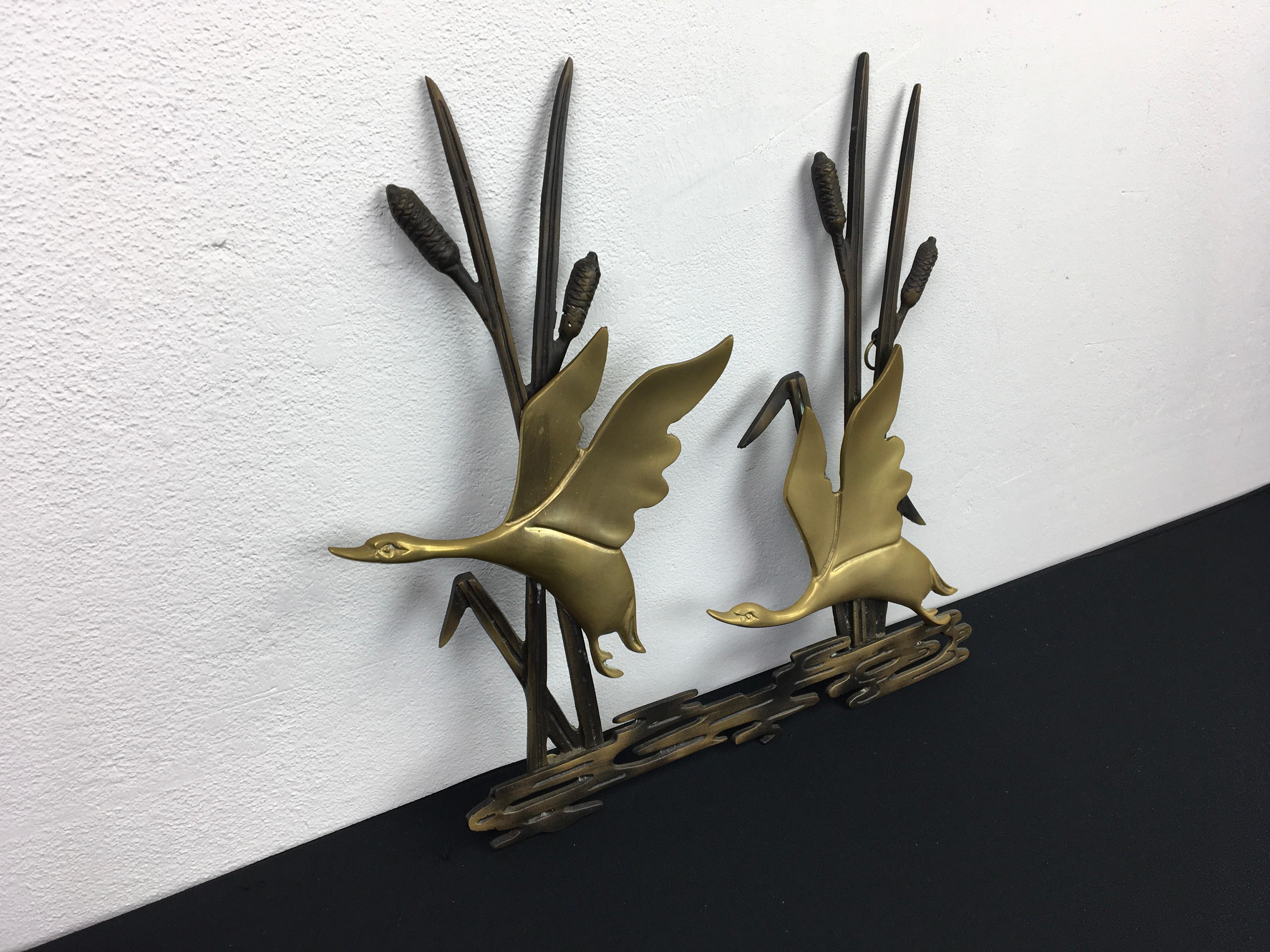 Brass Wall Decoration with Duck Birds, 1960s In Good Condition In Antwerp, BE