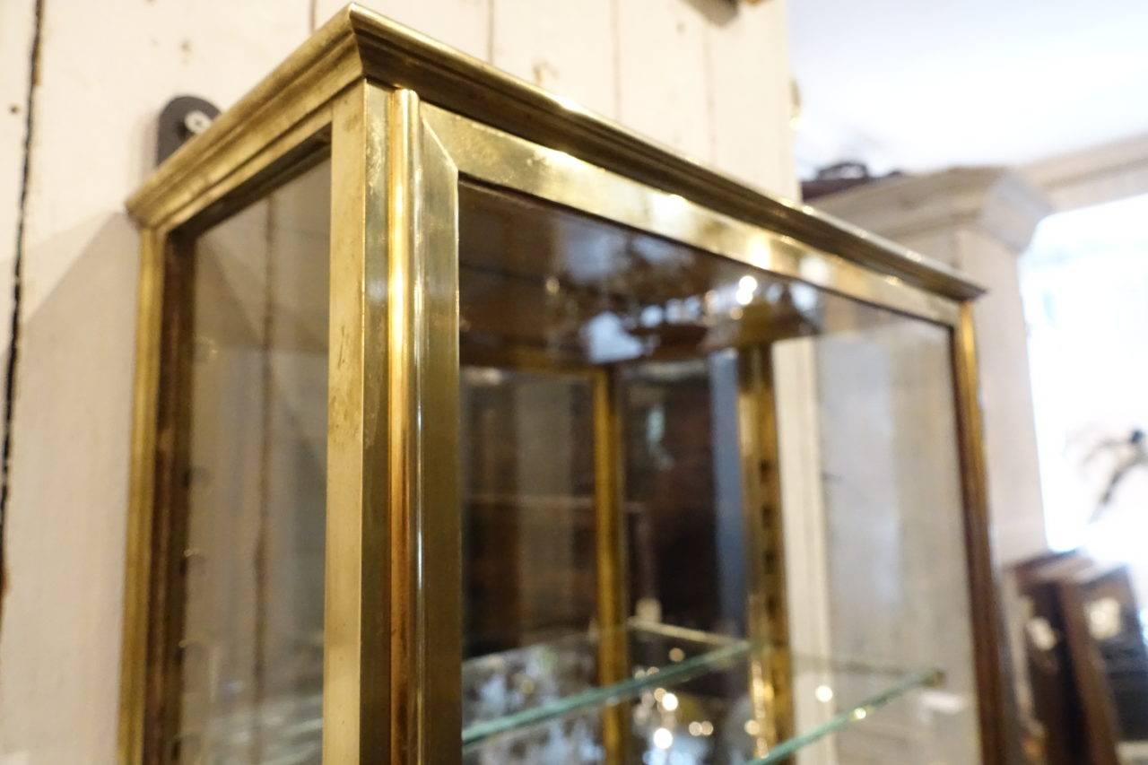 French Brass Wall Display Cabinet