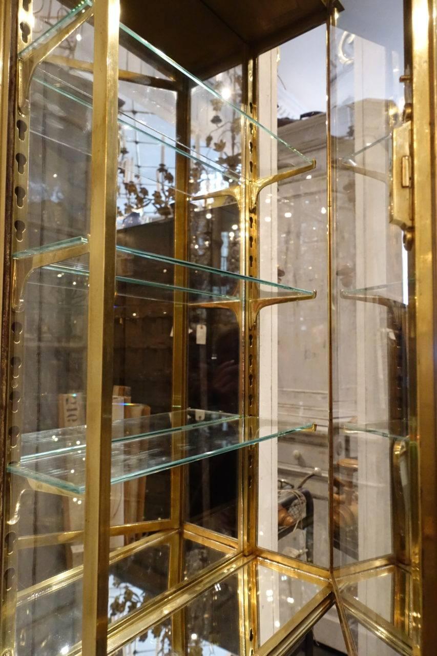 20th Century Brass Wall Display Cabinet