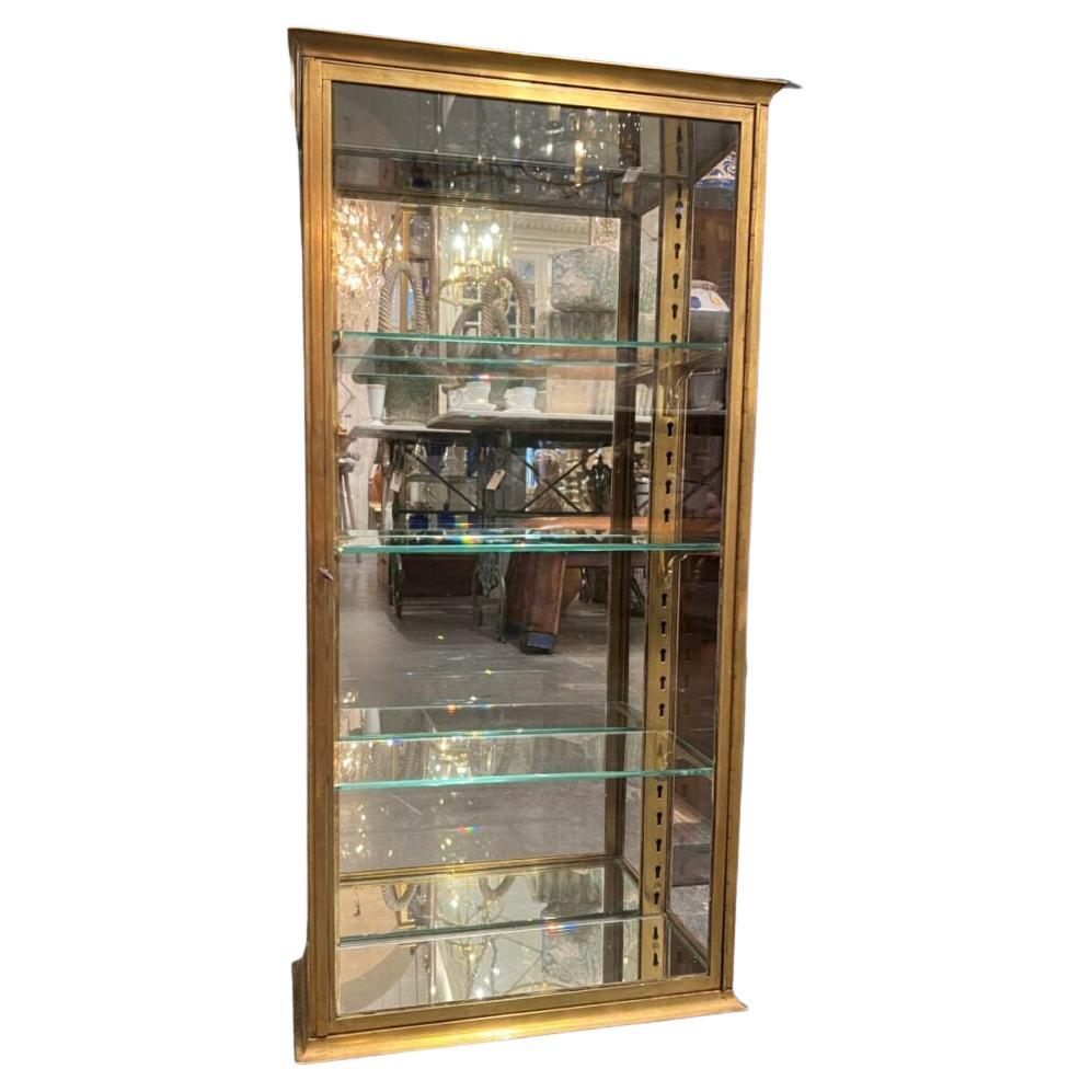 Brass Wall Display Cabinet, France 1930s