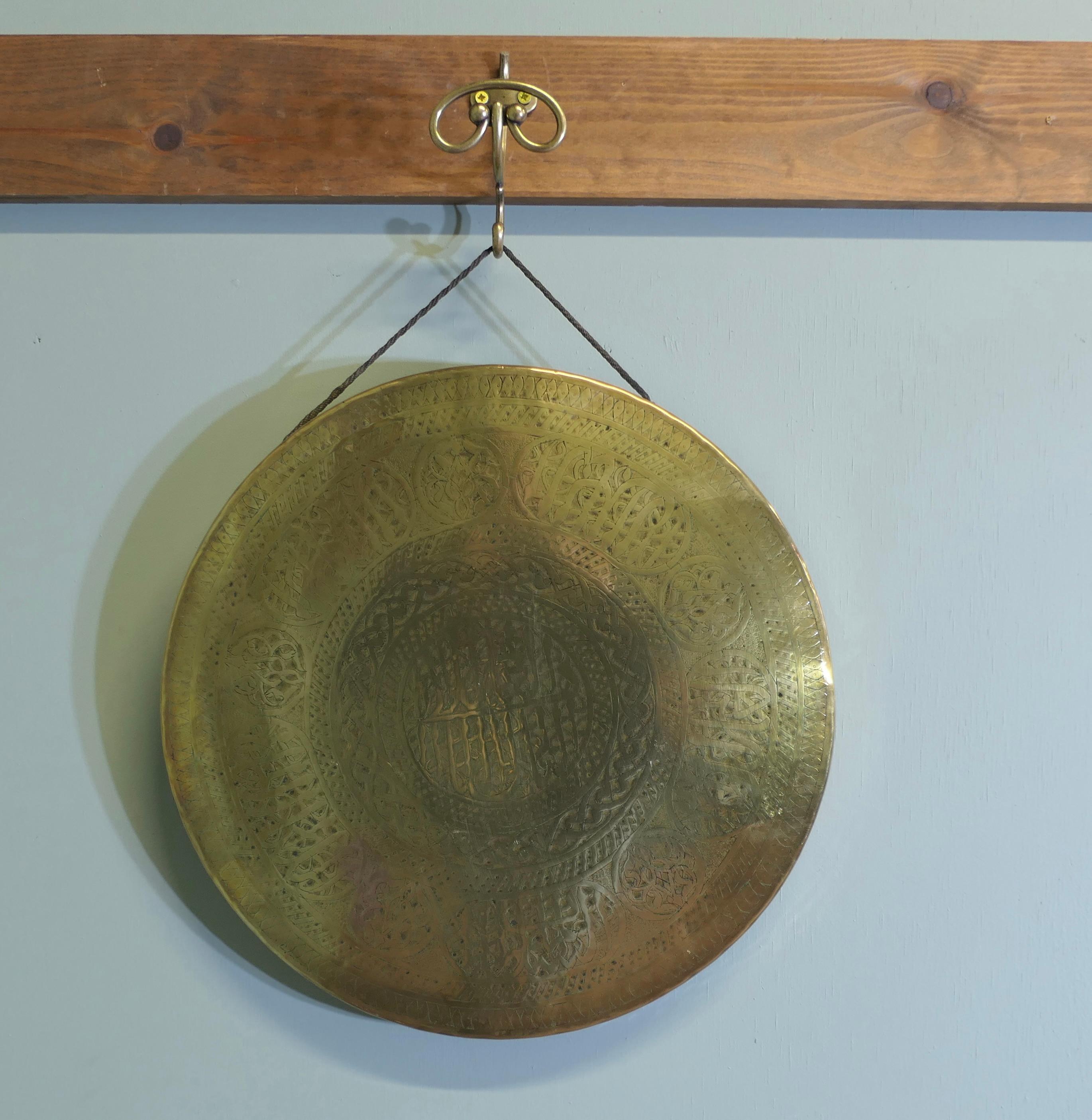 Brass Wall Hanging Dinner Gong  This is a very unusual piece For Sale 1