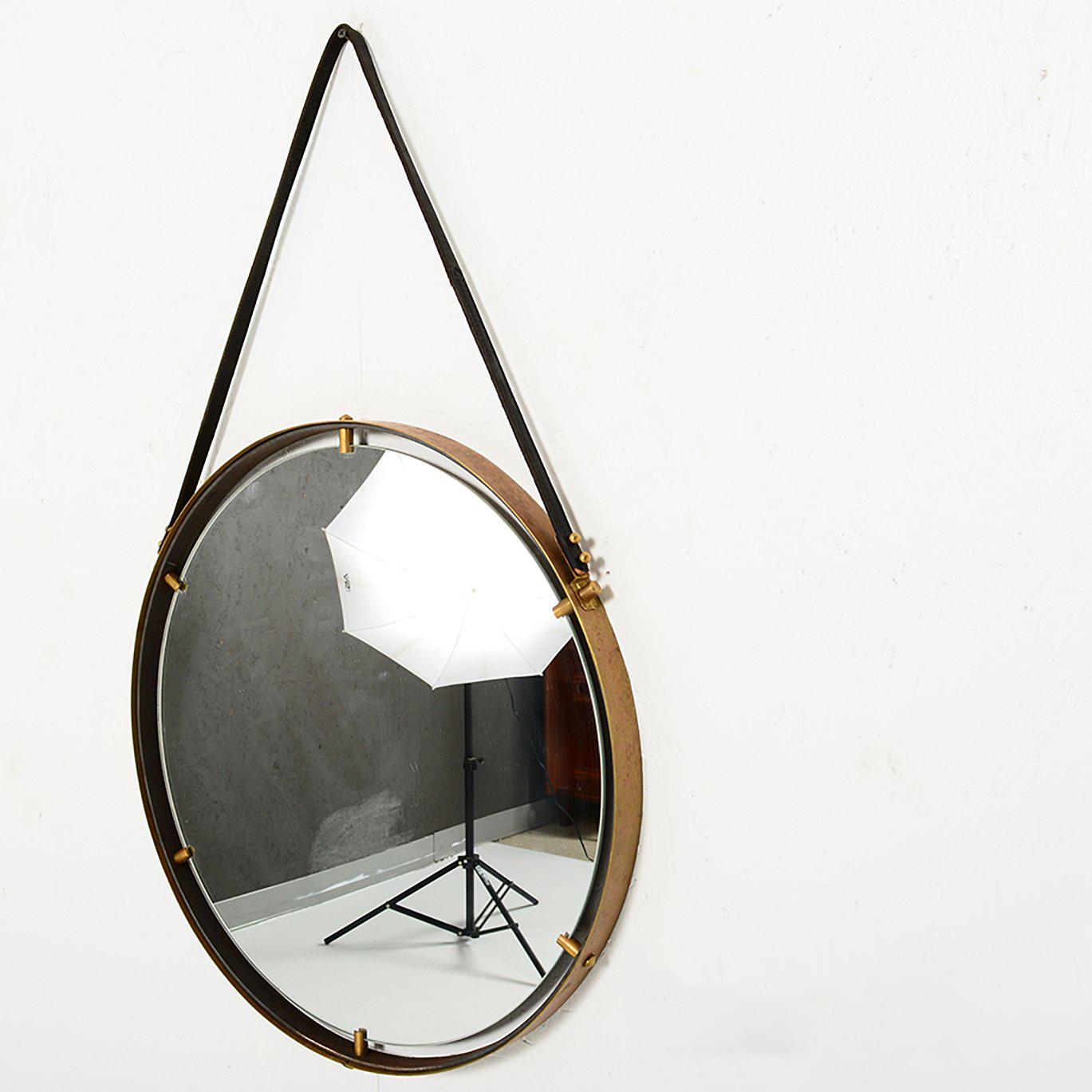 Contemporary Brass Wall Hanging Mirror AMBIANIC