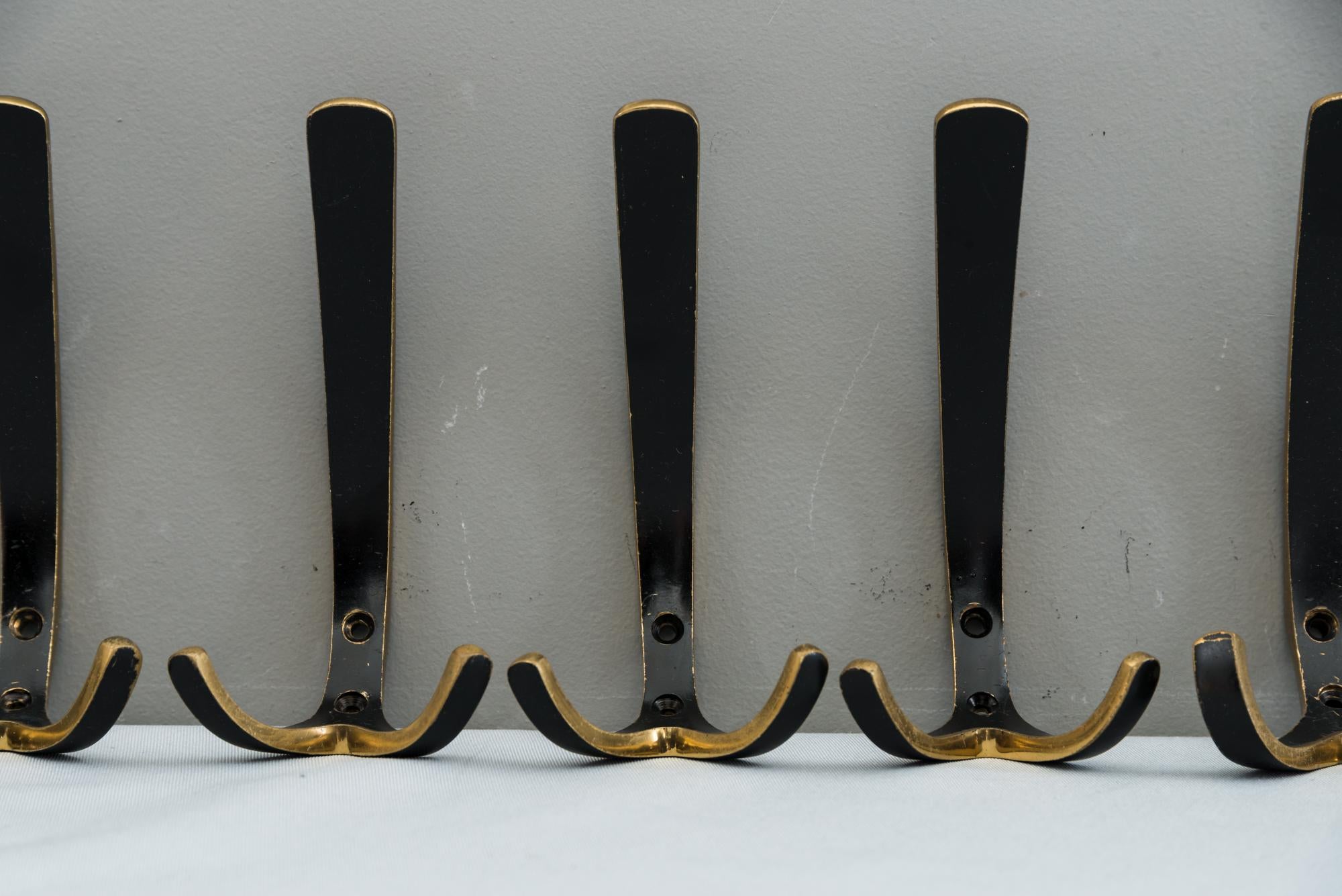 Brass Wall Hooks, circa 1950s by Hertha Baller In Good Condition In Wien, AT